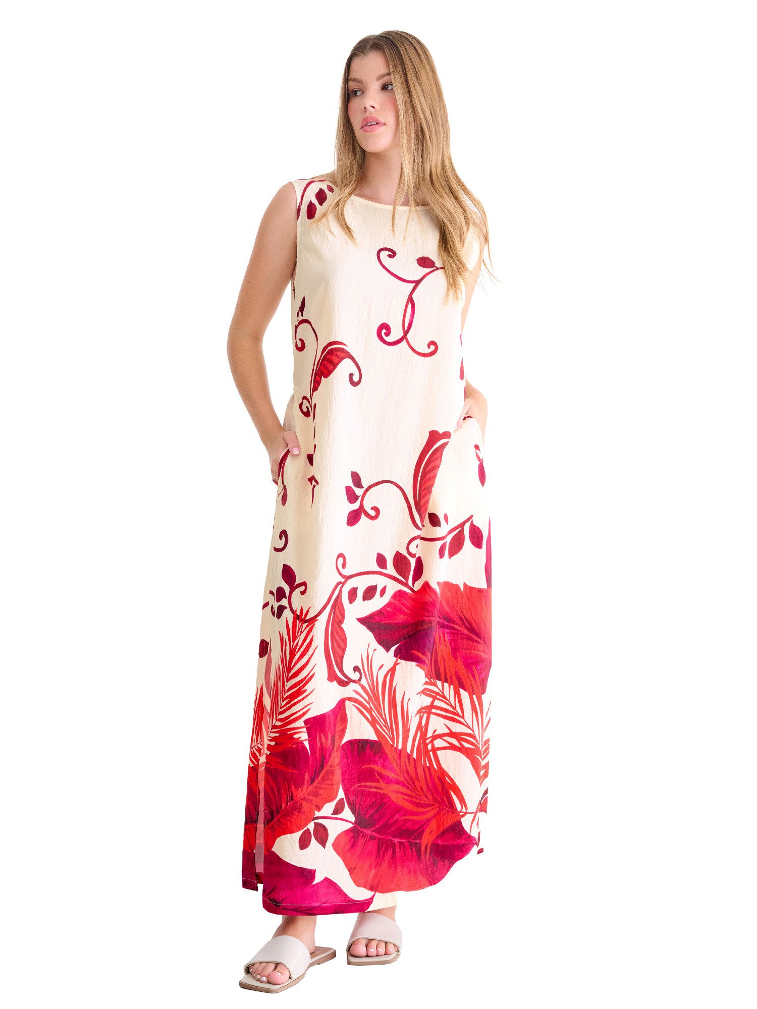 Lisca Strandkleid Kleid lang Portofino (Stück, 1-tlg) hoher Viskose Anteil, U-Boot Ausschnitt, Taillen - Bindeband