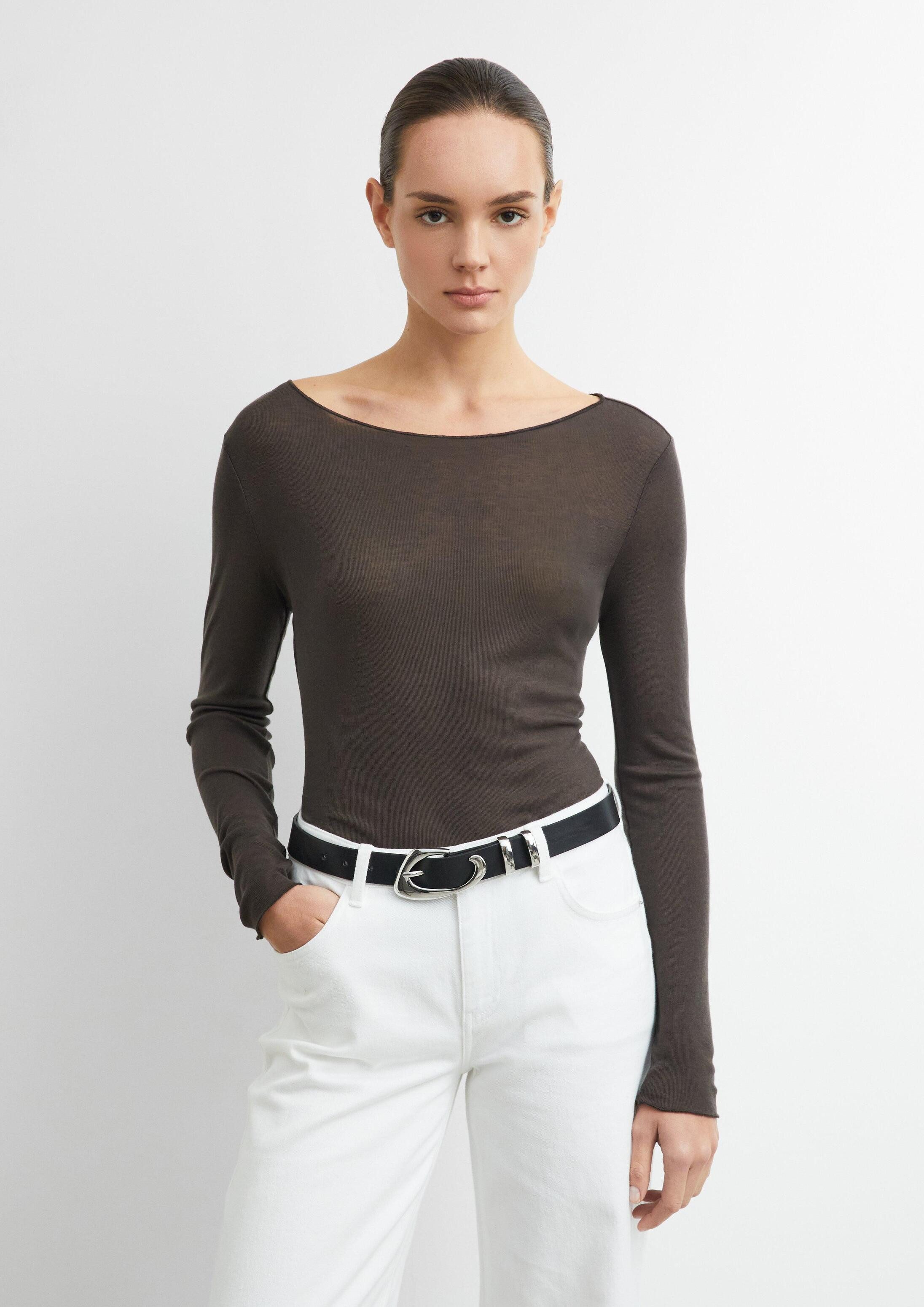 comma Langarmshirt T-Shirt Leichtes Longsleeve mit Wollanteil