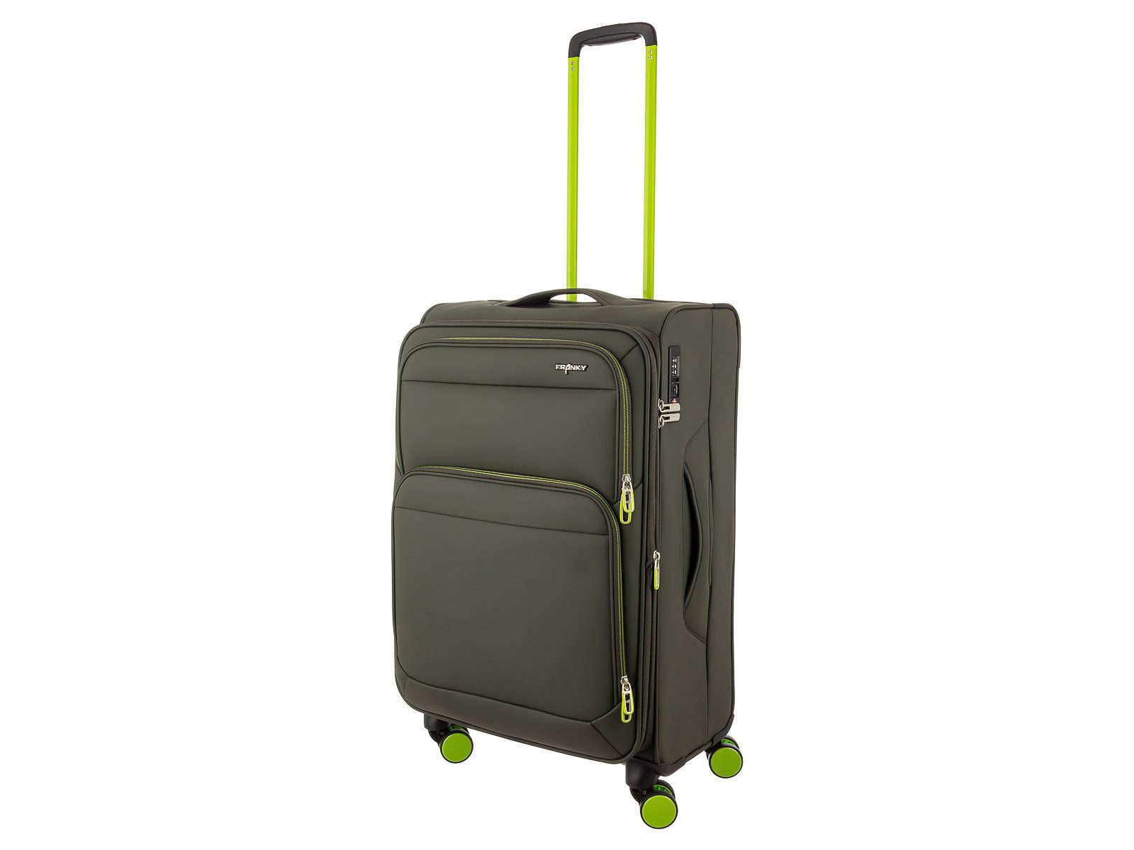 Franky Weichgepäck-Trolley Koffer Gr. M Reisegepäck T27-B Spinner 65er mit Dehnfalte, 4 Doppellenkrollen Rollen, Dehnfalte TSA Schloss