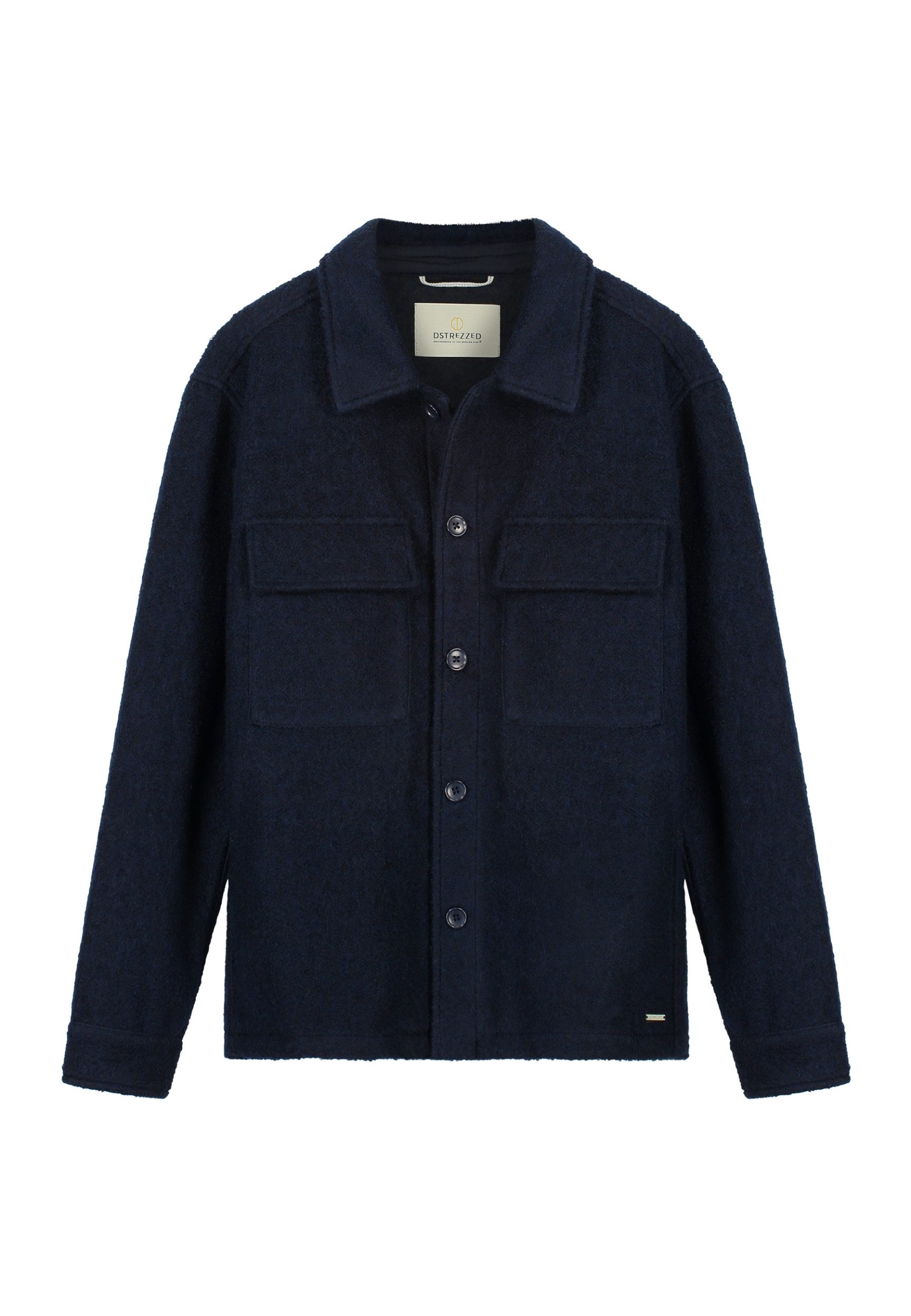 Dstrezzed Strickjacke Riley Teddy - Weiches Teddy Overshirt mit Brustklappentasche für Herre
