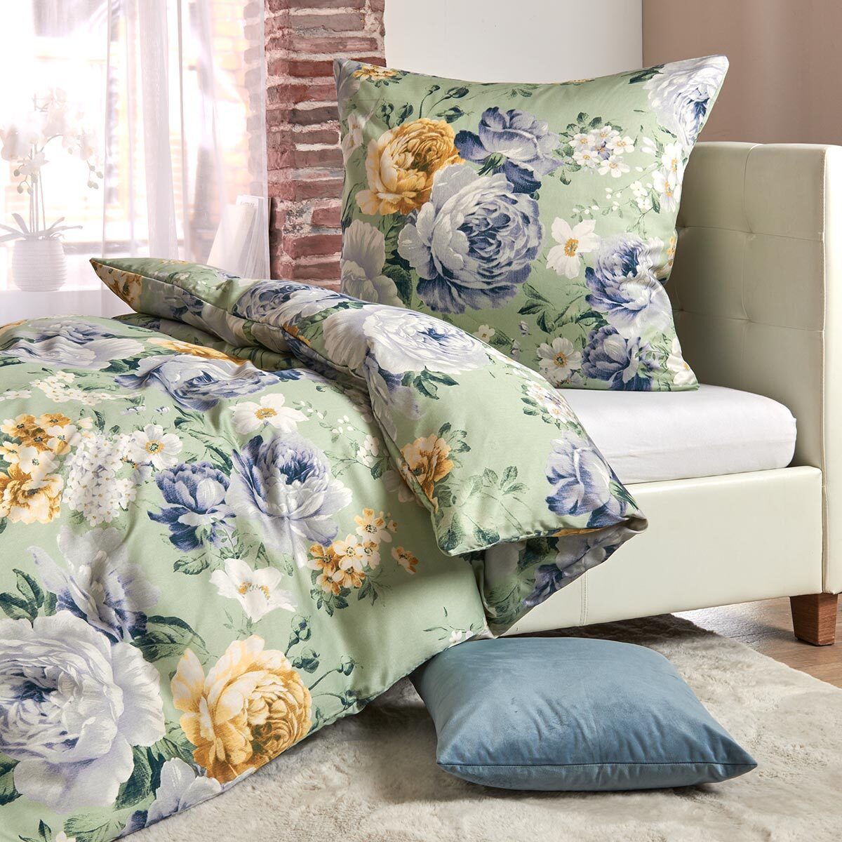 TRAUMSCHLAF Bettwäsche Rosi grün, Mako Satin, 2 teilig, besonders angenehm günstig online kaufen