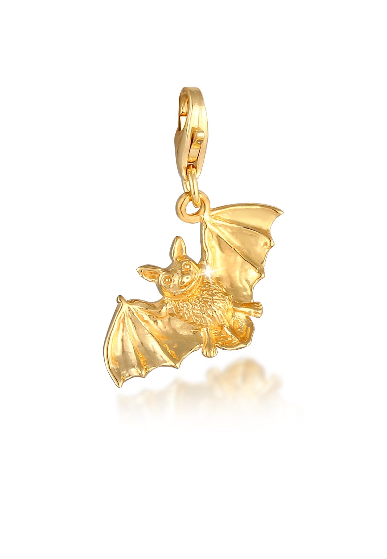 Nenalina Charm-Einhänger Anhänger Fledermaus Halloween 925 Silber, Fledermaus Gold