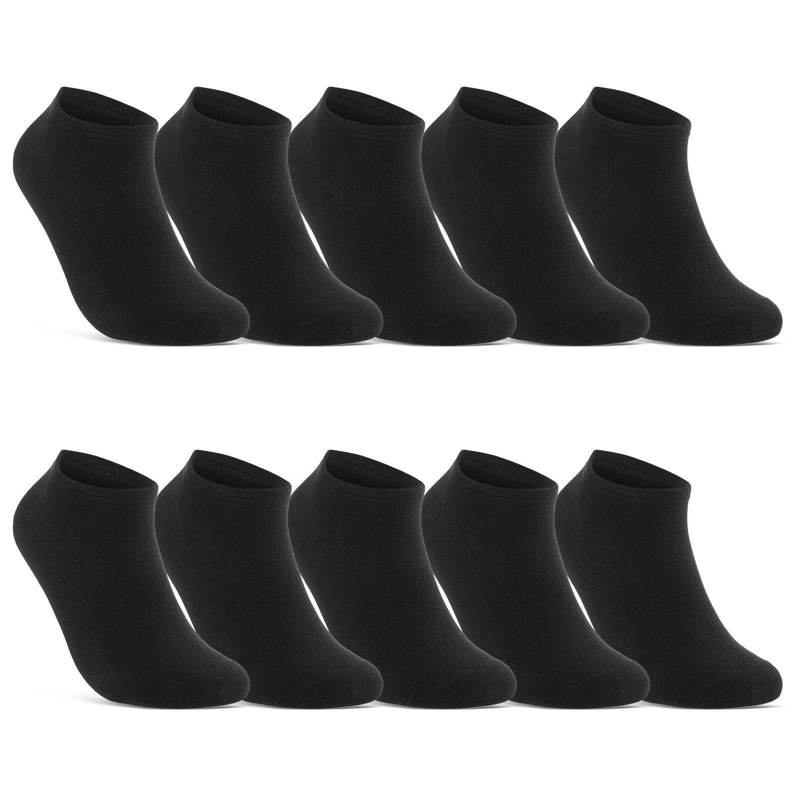 sockenkauf24 Sneakersocken 10 I 20 I 30 Paar Damen & Herren Sneaker Socken (Schwarz, 10-Paar, 39-42) Schwarz Weiß Grau Baumwolle - 10800 WP