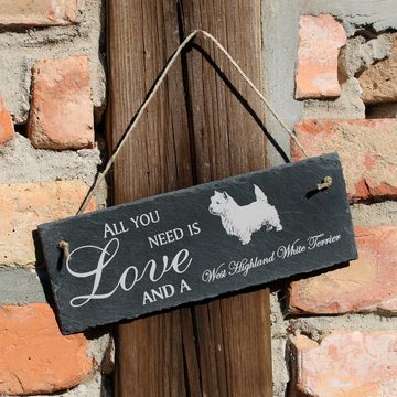 Dekolando Hängedekoration West Highland White Terrier 22x8cm All you need is Love and a West Hi