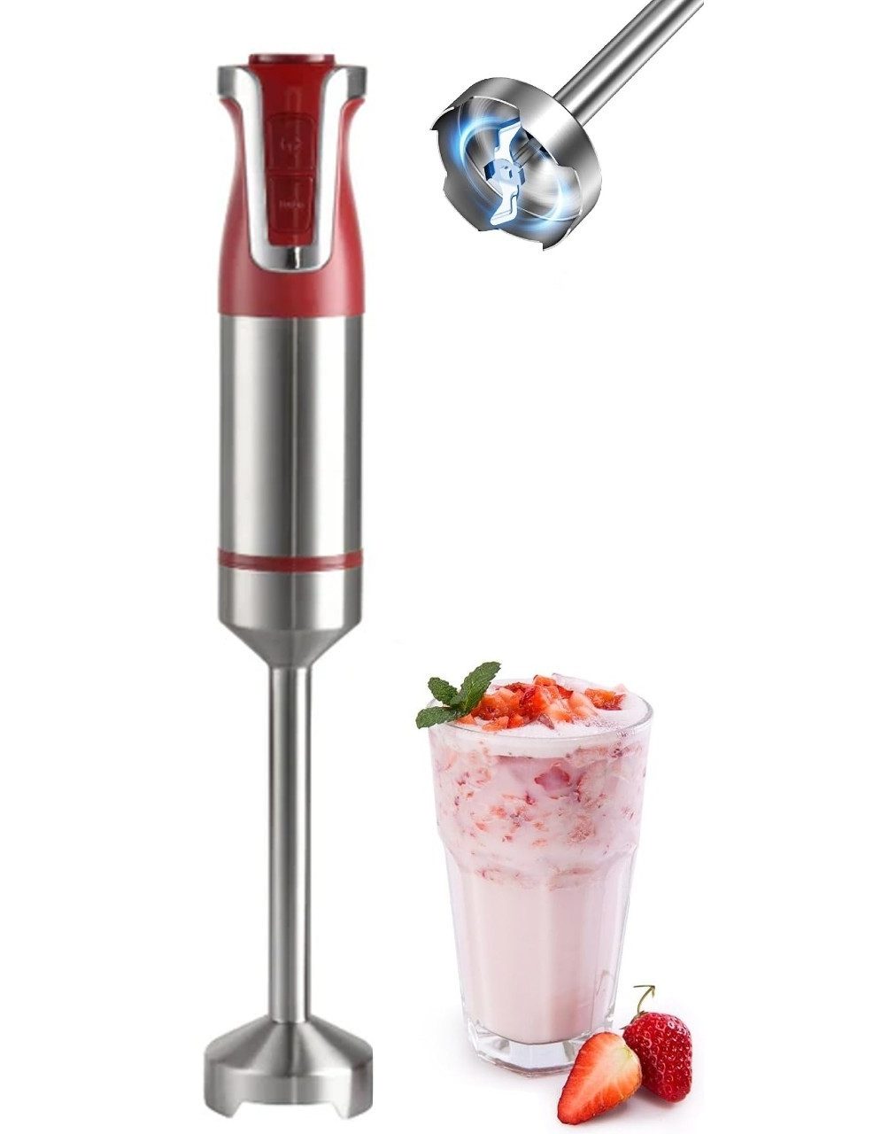Royalty Line Stabmixer Stabmixer Pürierstab Zerkleinerer Mixstab 800W rot Royalty Line