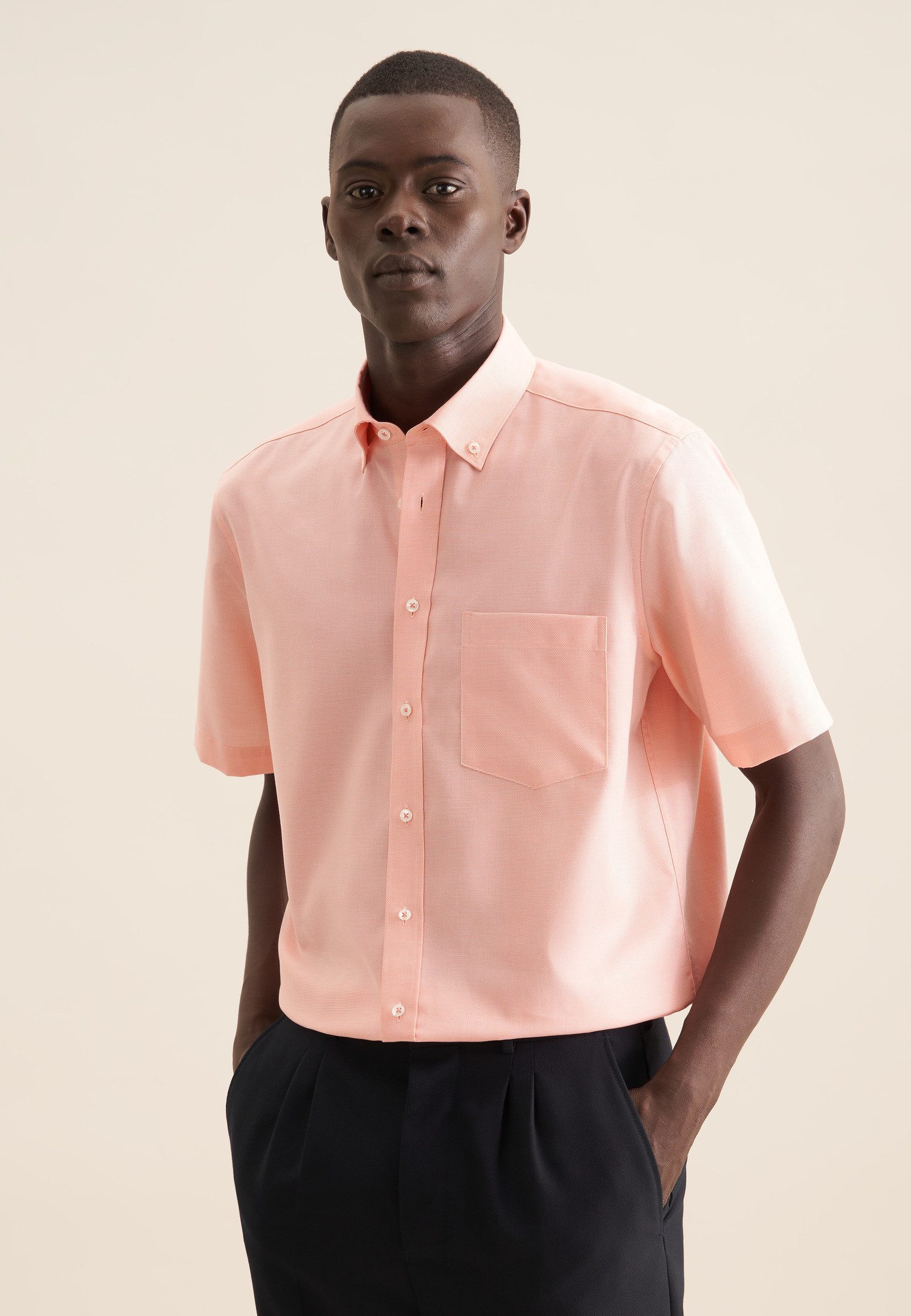 seidensticker Businesshemd Regular Regular 1/2 Button-Down-Kragen Struktur