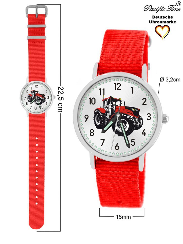 Match Mix Kinder rot - Time Quarzuhr Traktor Versand und Design Wechselarmband, Gratis Armbanduhr Pacific
