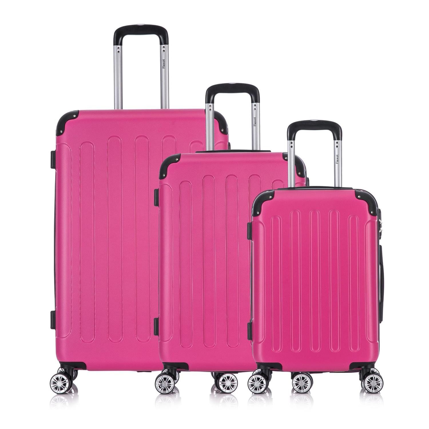 Flexot Hartschalen-Trolley F-2045 Kofferset, 360° Rollen, robuster Reisekoffer, Bordcase, 4 Rollen, Robuster und moderner Koffer mit vier 360° Rollen und Zahlenschloss