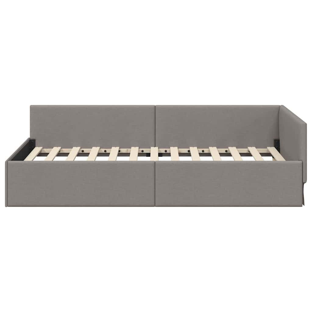 vidaXL Bett Eckbettgestell mit Kopfteil Taupe 90 cm x 200 cm Stoff (1-tlg) – Bild 5 von 5