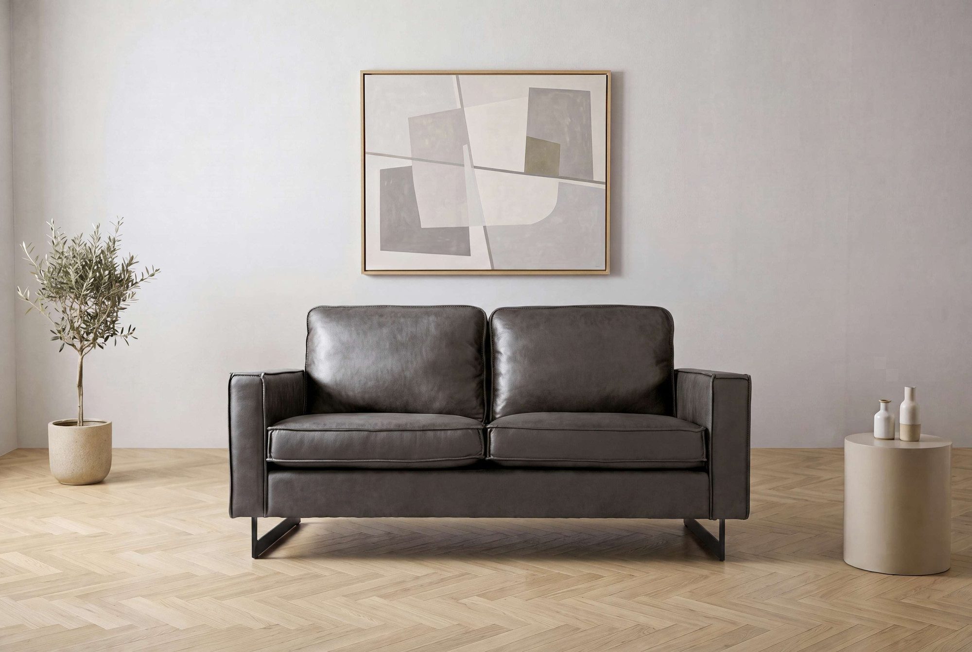 2-Sitzer Pinto, 166 cm, Cord, Chenille, Lederoptik