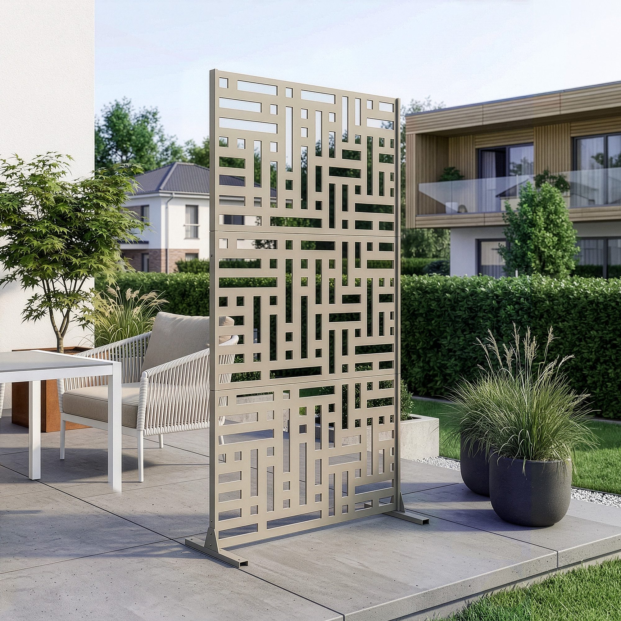 casa.pro Raumteiler, »Bernalda« Trennwand Stahl 180 x 90 cm Knoblauchbeige