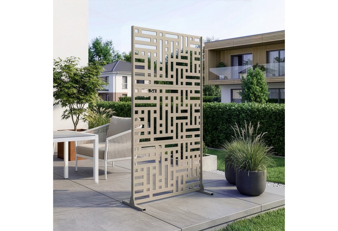casa.pro Raumteiler, »Bernalda« Trennwand Stahl 180 x 90 cm Knoblauchbeige