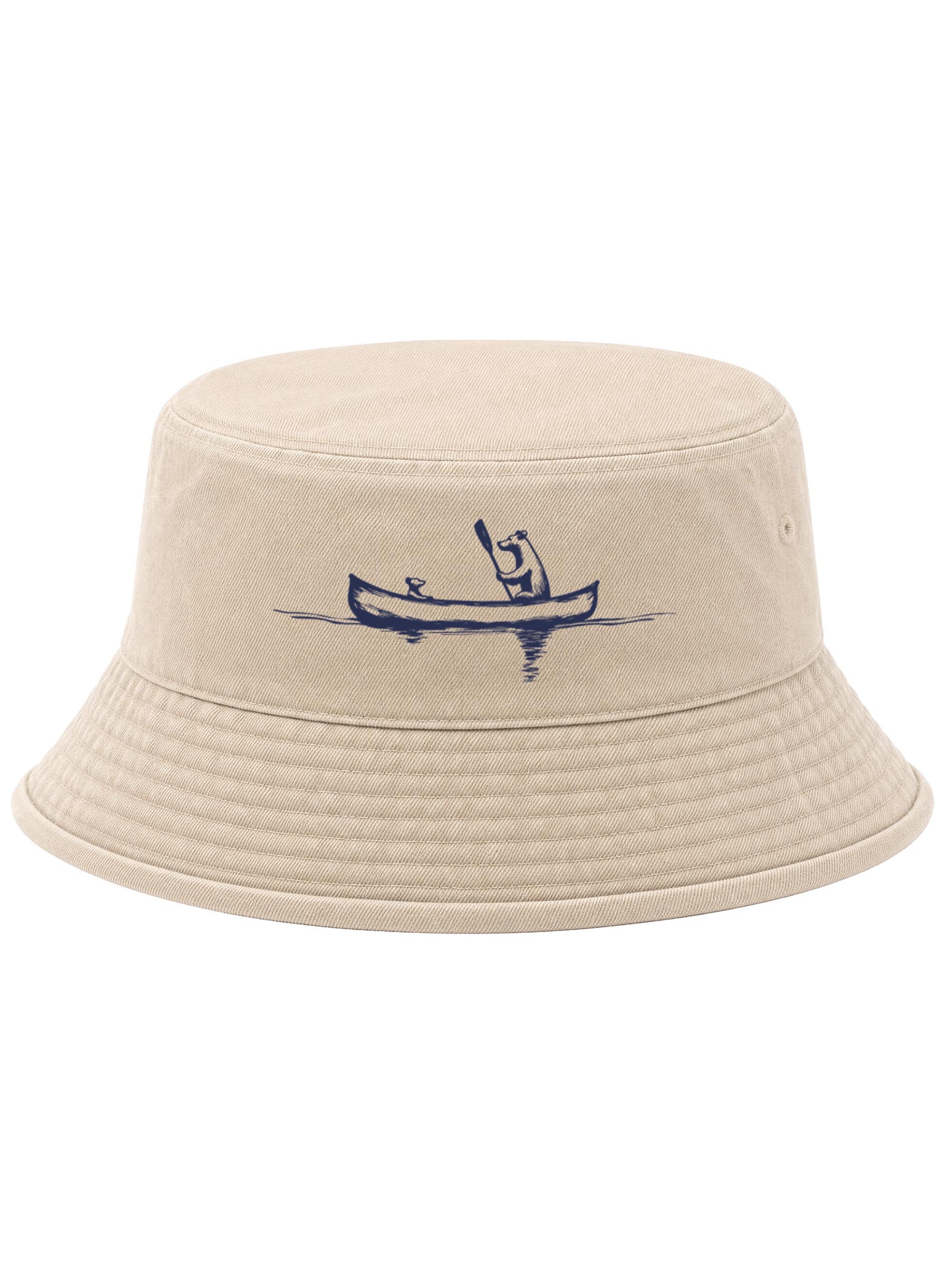 Neverless Fischerhut Anglerhut mit Print Bär Kanu Bucket Hat Baumwolle Neverless®