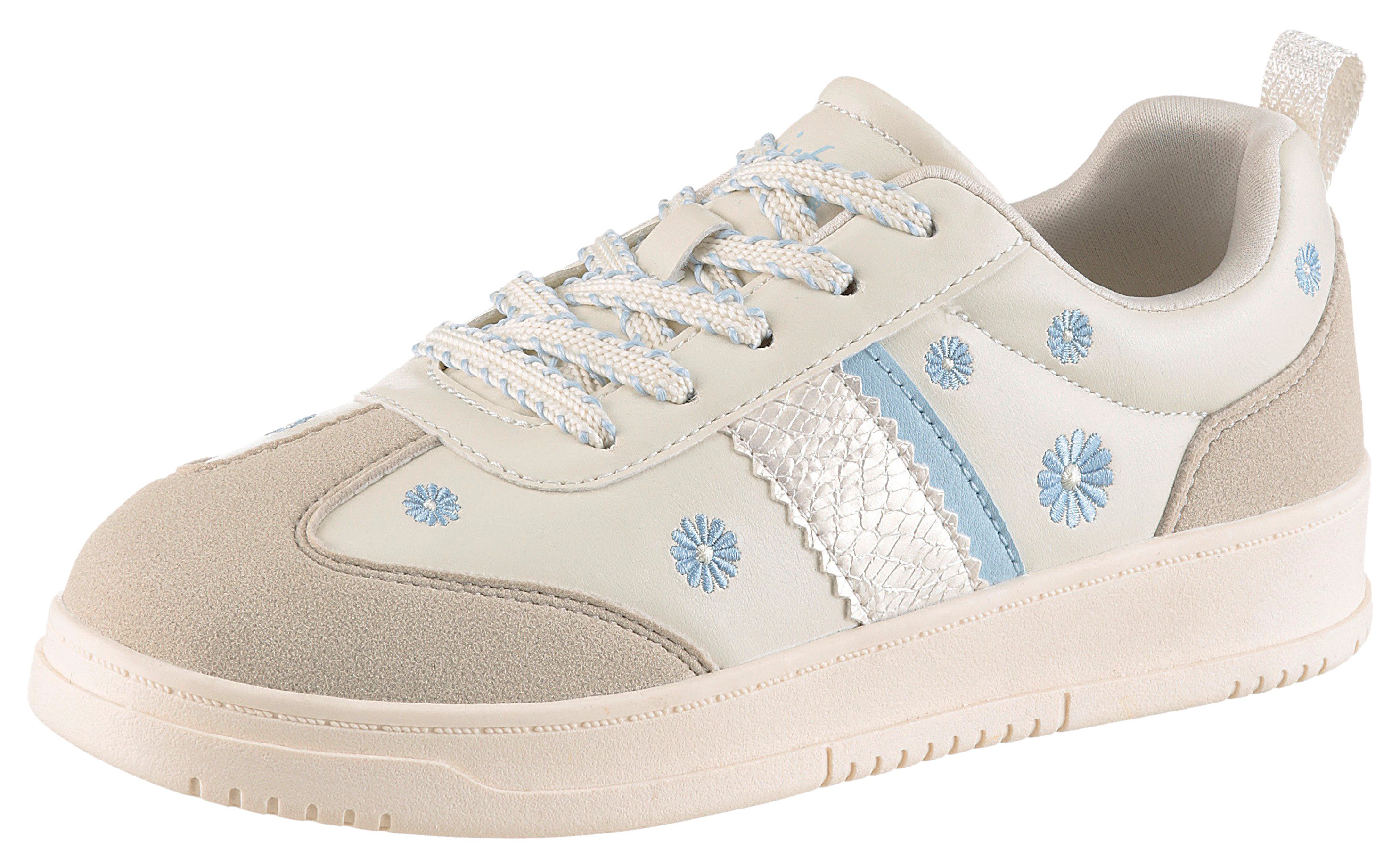 Aniston SHOES Plateausneaker Schnürschuh, Freizeitschuh mit Blumenstickerei - NEUE KOLLEKTION