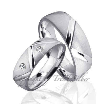 Trauringe123 Trauring Hochzeitsringe Verlobungsringe Trauringe Eheringe Partnerringe aus 925er Silber ohne Stein, J48