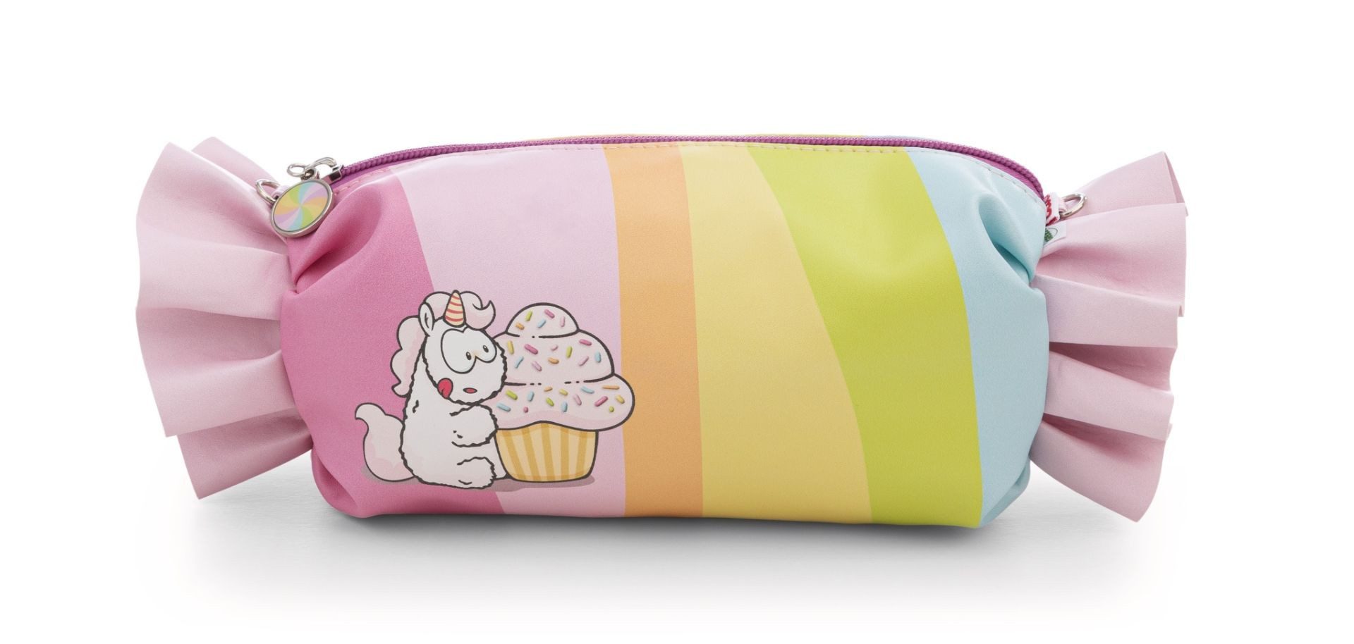 Nici Schultertasche Schultertasche Theodor & Friends Bonbon, Pastellfarbenes Regenbogendesign