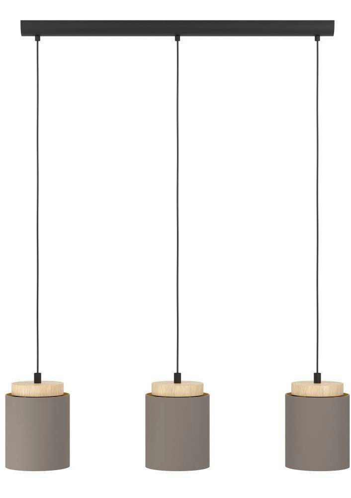 EGLO Hängeleuchte ALBARIZA Pendellampe, Stahl, Holz, Textil, IP20, E27, Wohnzimmerlampe, ohne Leuchtmittel, Elegante Hängelampe für Esszimmer, Küche oder Wohnzimmer