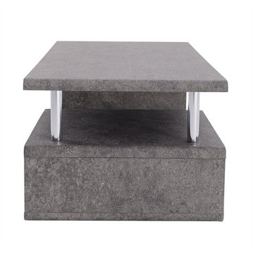 Sweiko Couchtisch (Beistelltisch, mit LED-Beleuchtung, Wohnzimmertisch), Sofatisch mit Ablagefach 110 x 55 x 40 cm, betonoptik