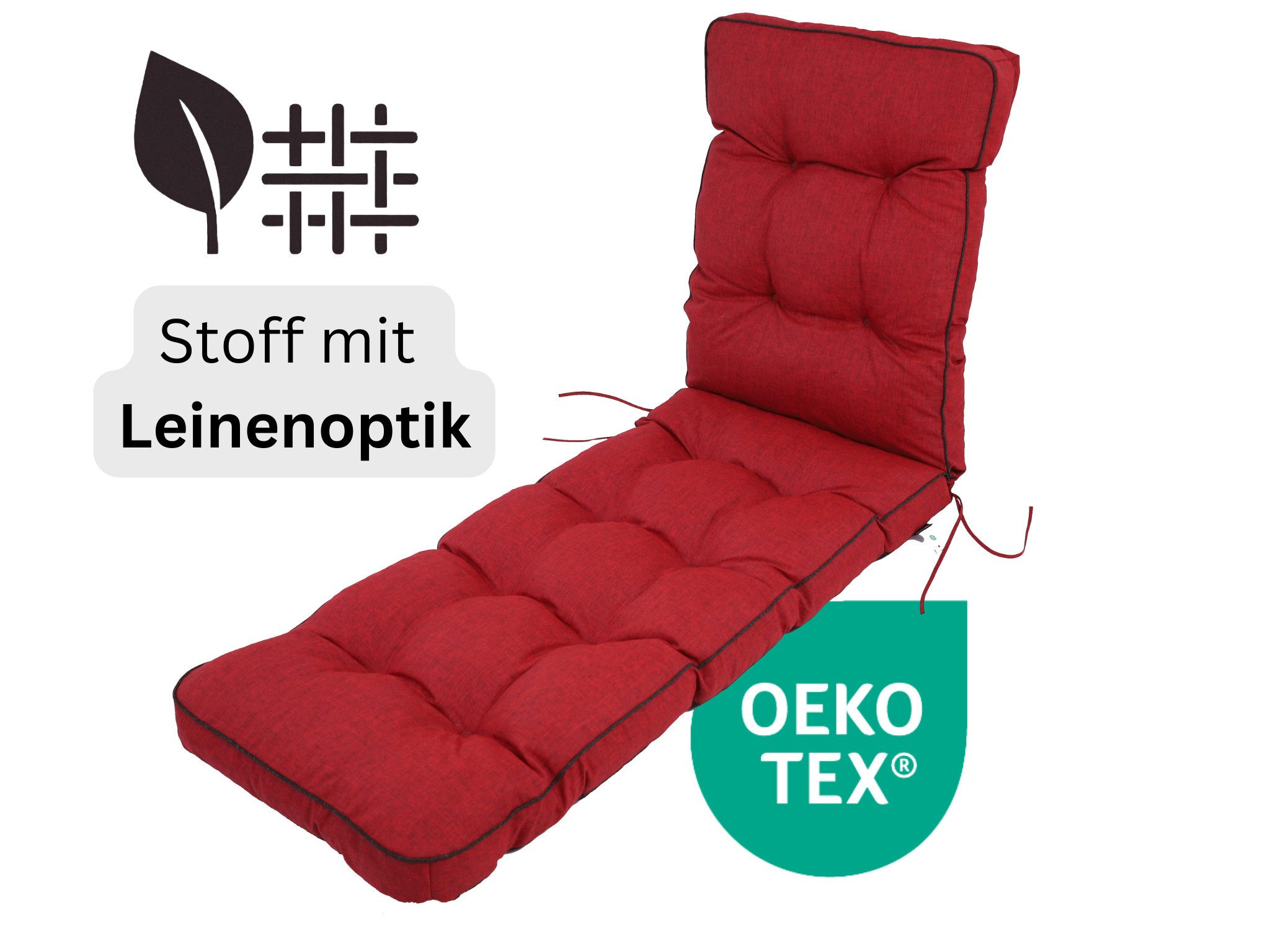 TexDeko Liegenauflage Ecolen Premium 190x60x8cm, Antirutsch-Boden, Polster für Gartenliege, UV-beständig, Wasserabweisend