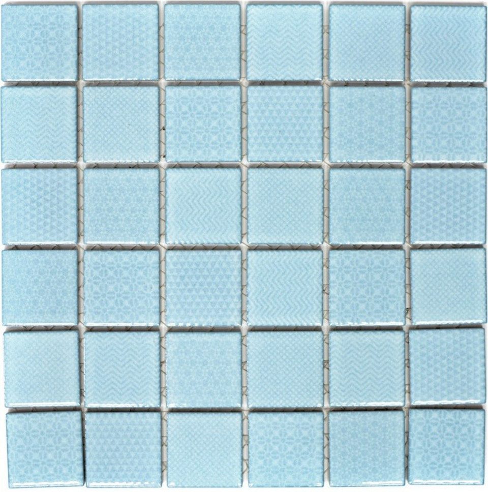 Mosani Mosaikfliesen Keramik Mosaik Fliese hellblau eisblau BAD Pool Fliesenspiegel Küche