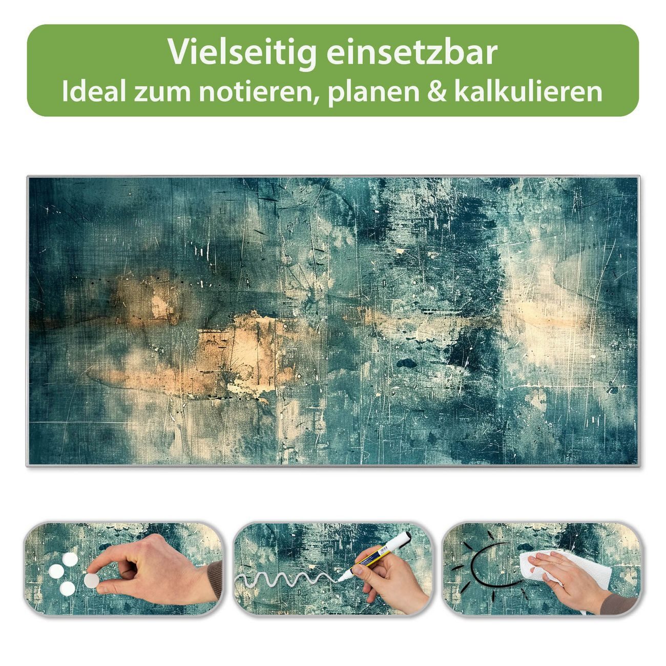 banjado Magnettafel Grau aus Stahl Querformat mit Motiv Verwitterte Oberfläche, (inkl. 4 Magnete, Stahlmagnettafel)