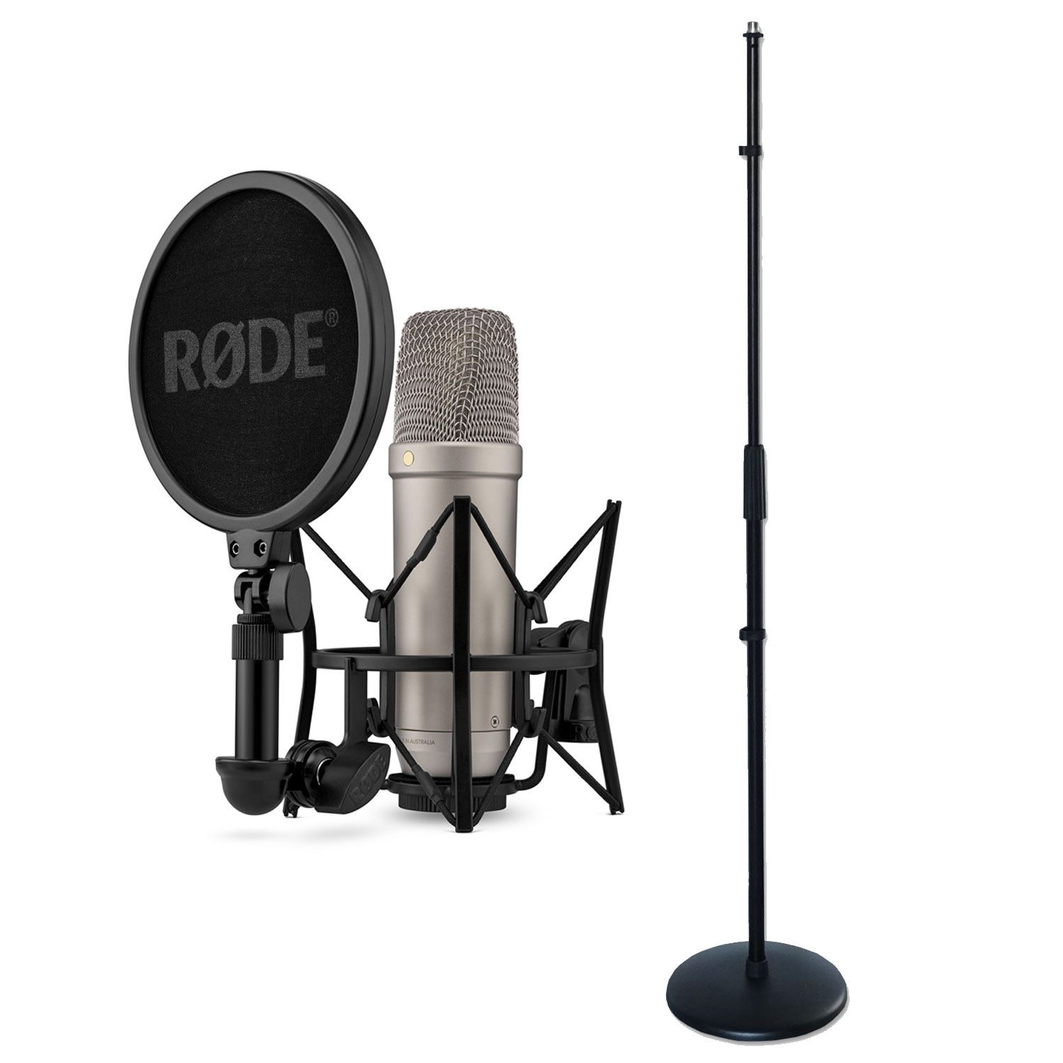 RØDE Mikrofon Rode Studio-Mikrofon NT1 5th Generation mit geradem Мікрофонна стійка (Analog), Vorteils-Set mit Мікрофонна стійка