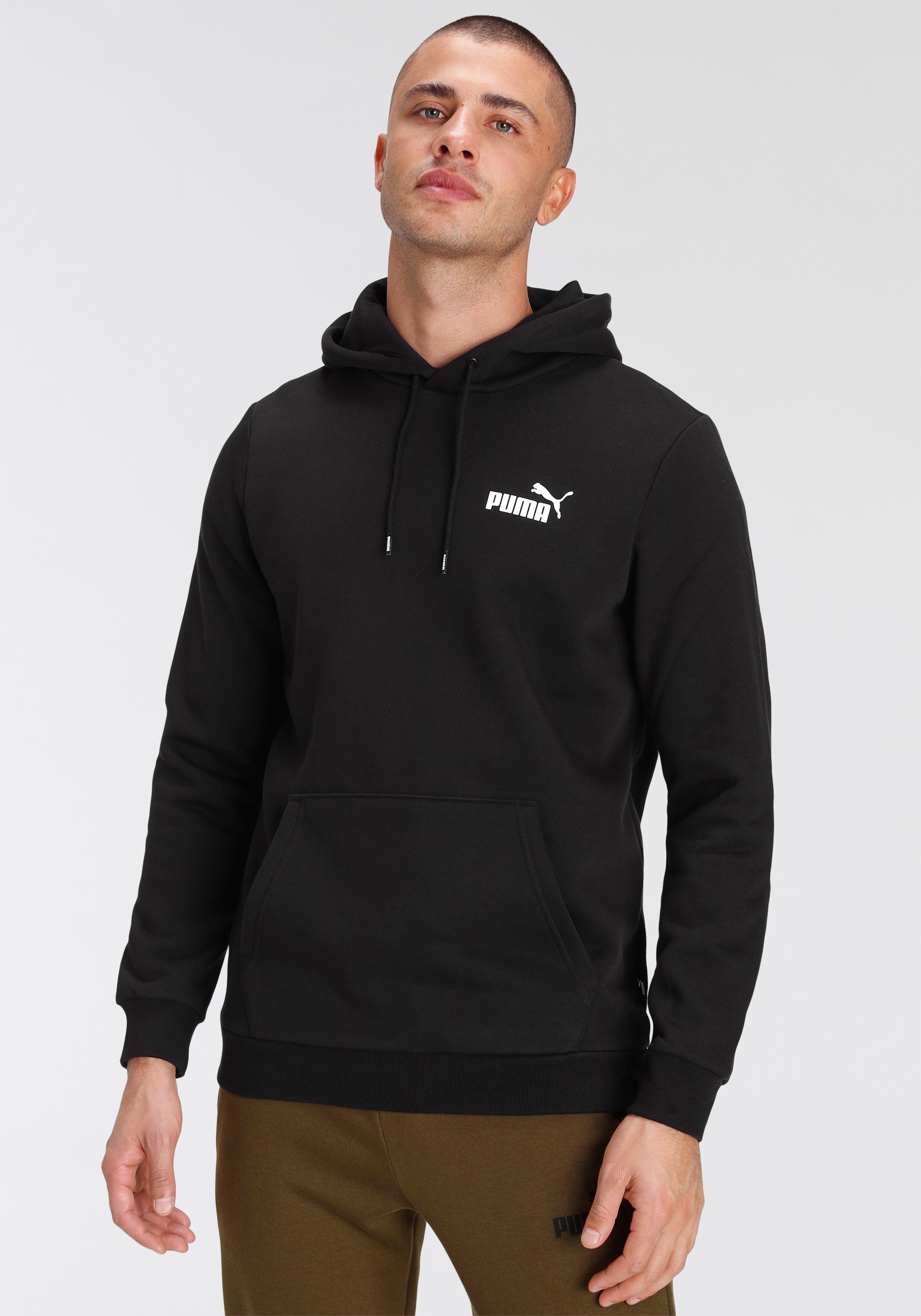 HOODIE Black FL ESS Puma Kapuzensweatshirt SMALL PUMA LOGO