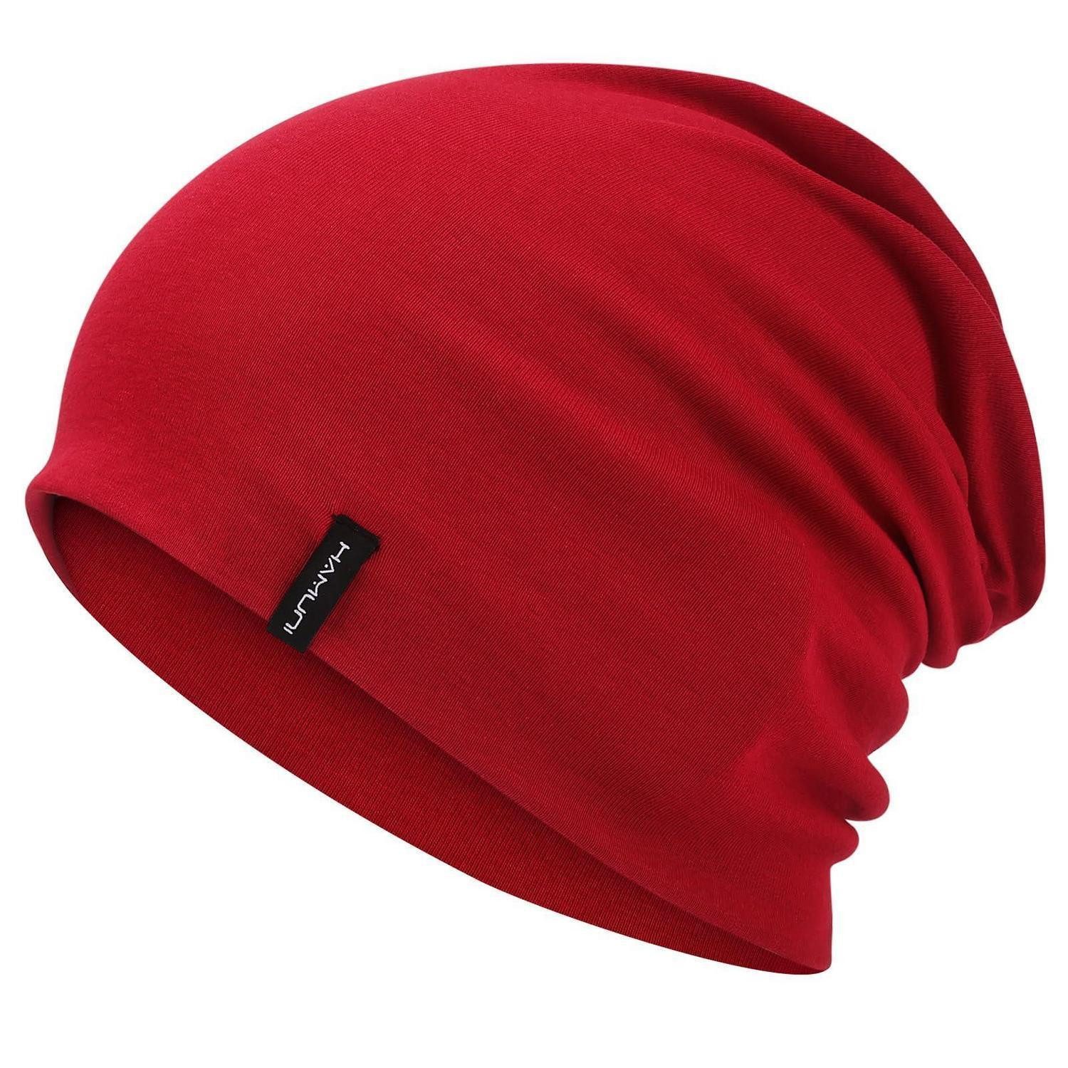 LuxusKollektion Beanie Beanie Damen Herren Baumwolle Alltag Übergangszeiten Weinrot
