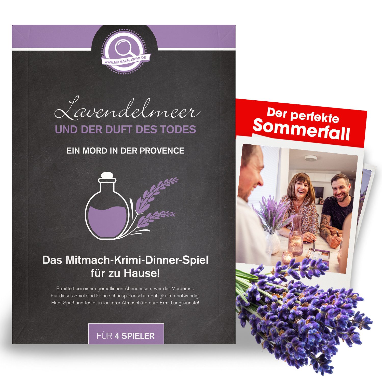 mitmach-krimi Spiel Krimi-Dinner, Lavendelmeer und der Duft des Todes - für 4 Spieler