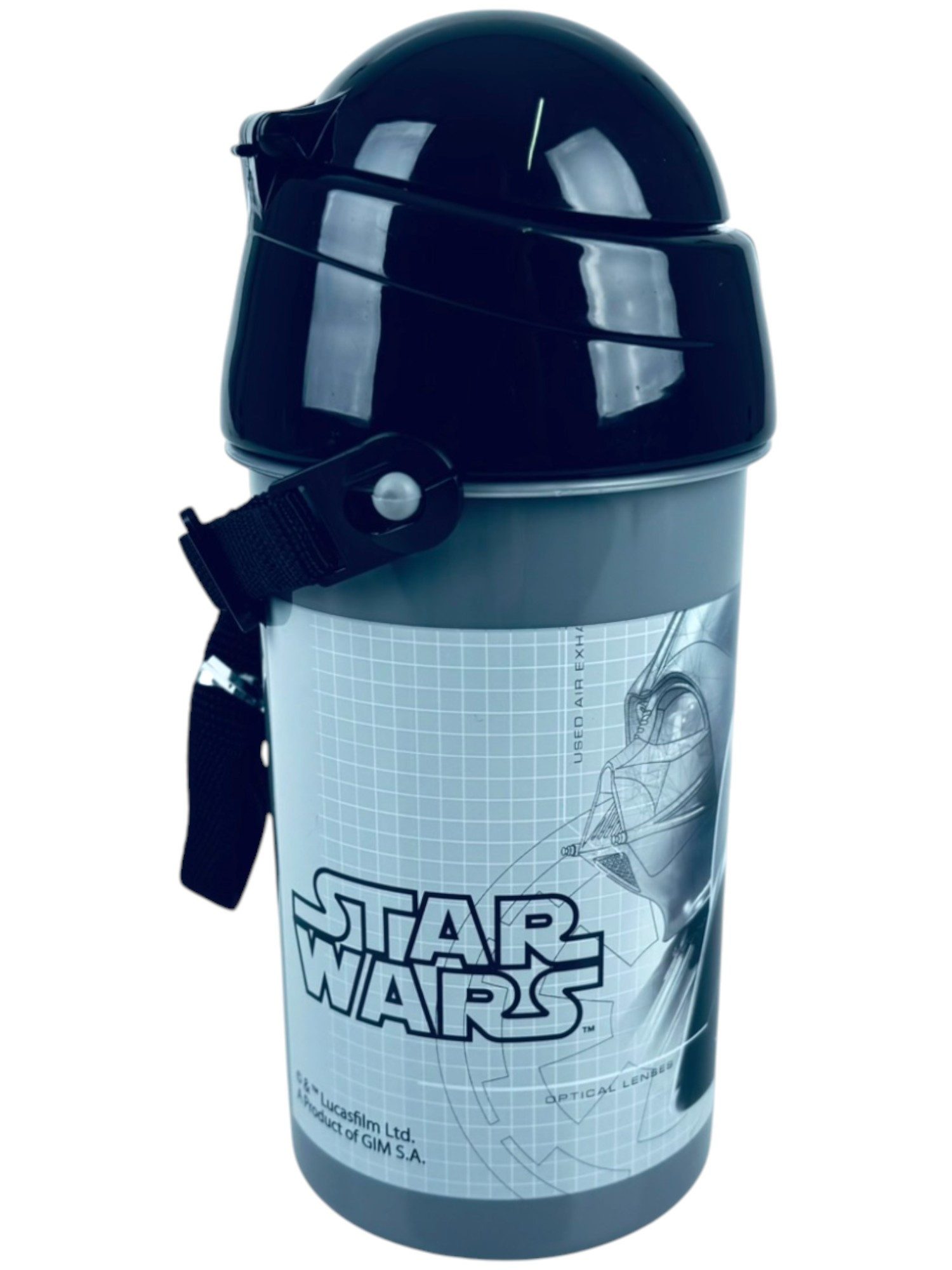 Star Wars Trinkflasche Darth Vader, Kinderflasche mit Klappdeckel & Tragegurt 500 ml