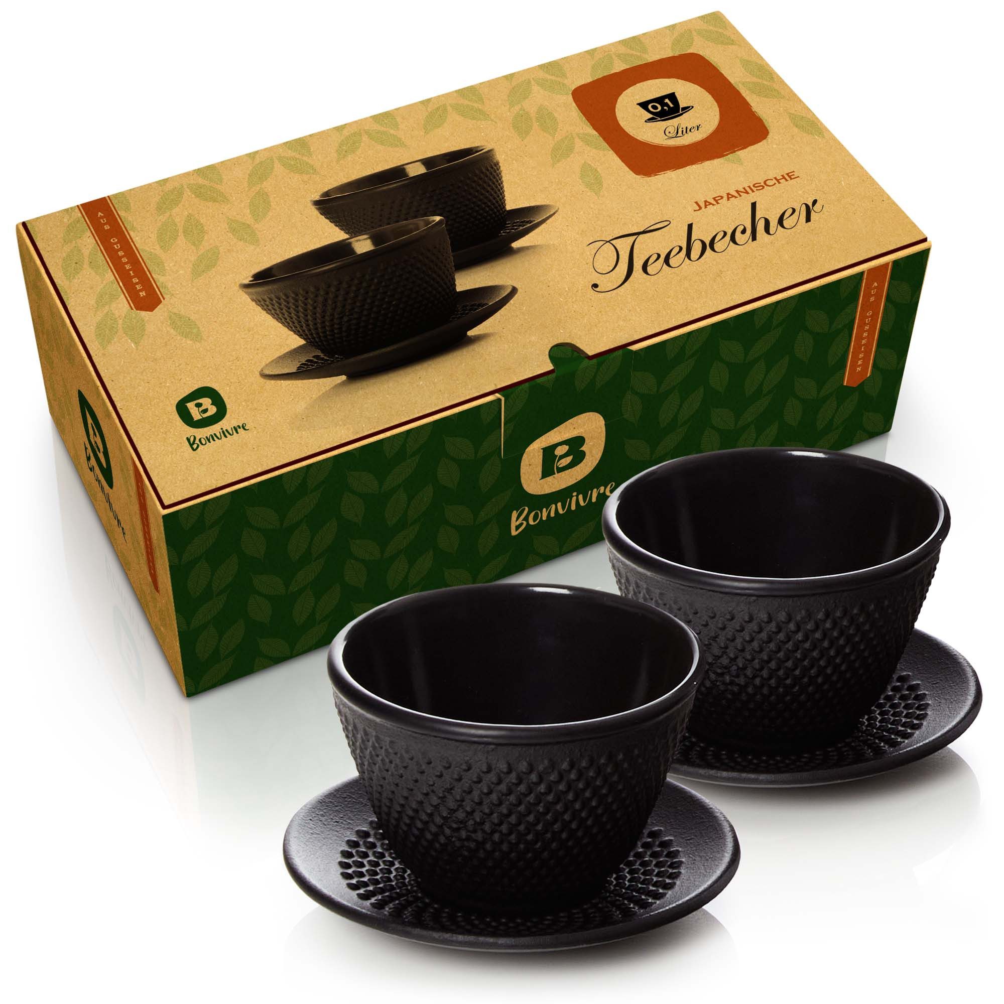 Bonvivre Teeservice 2er Set Gusseisen Teetassen+Untersetzer