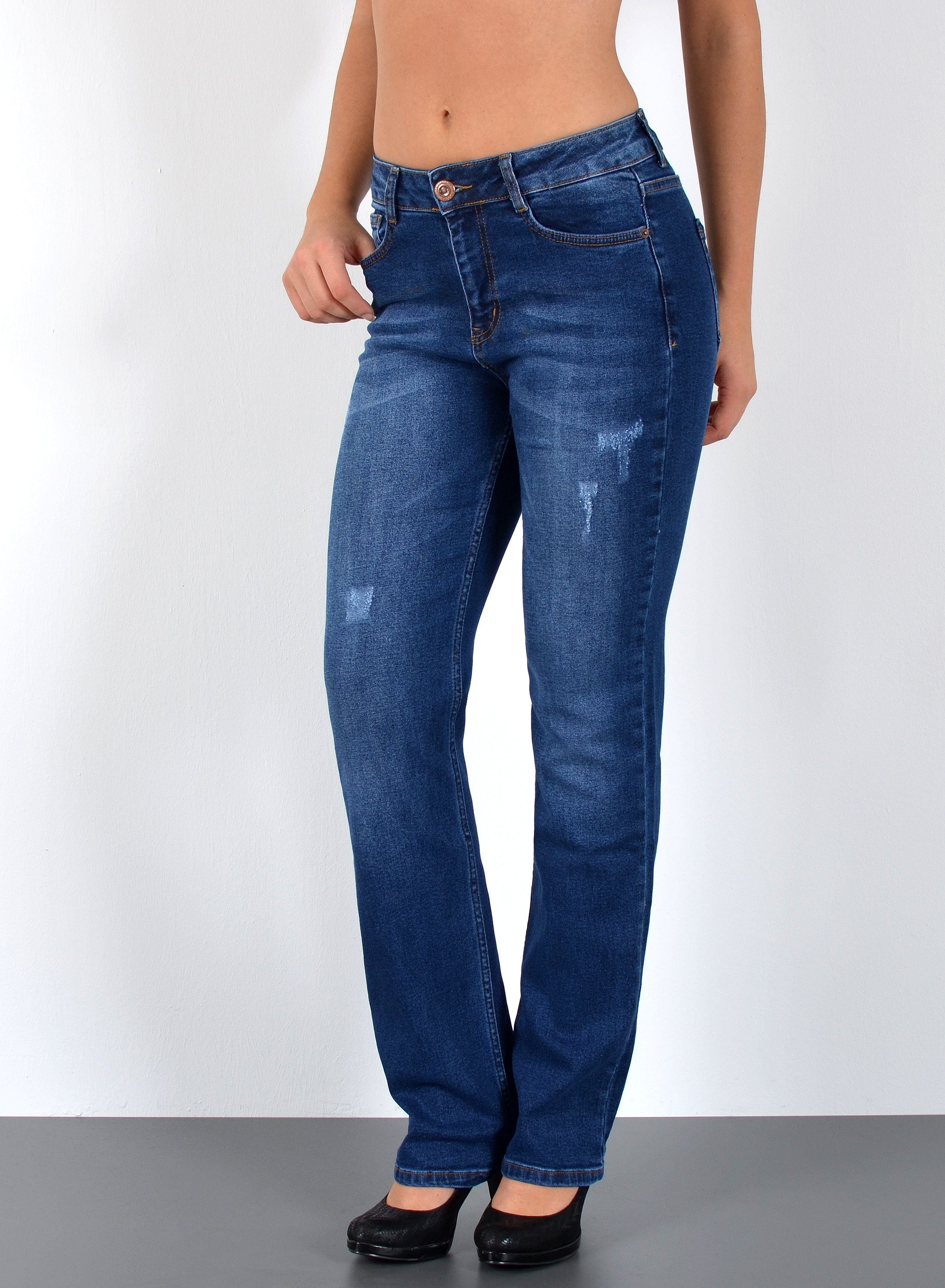 ESRA Straight-Jeans Damen Jeans Gerade hohe günstig online kaufen