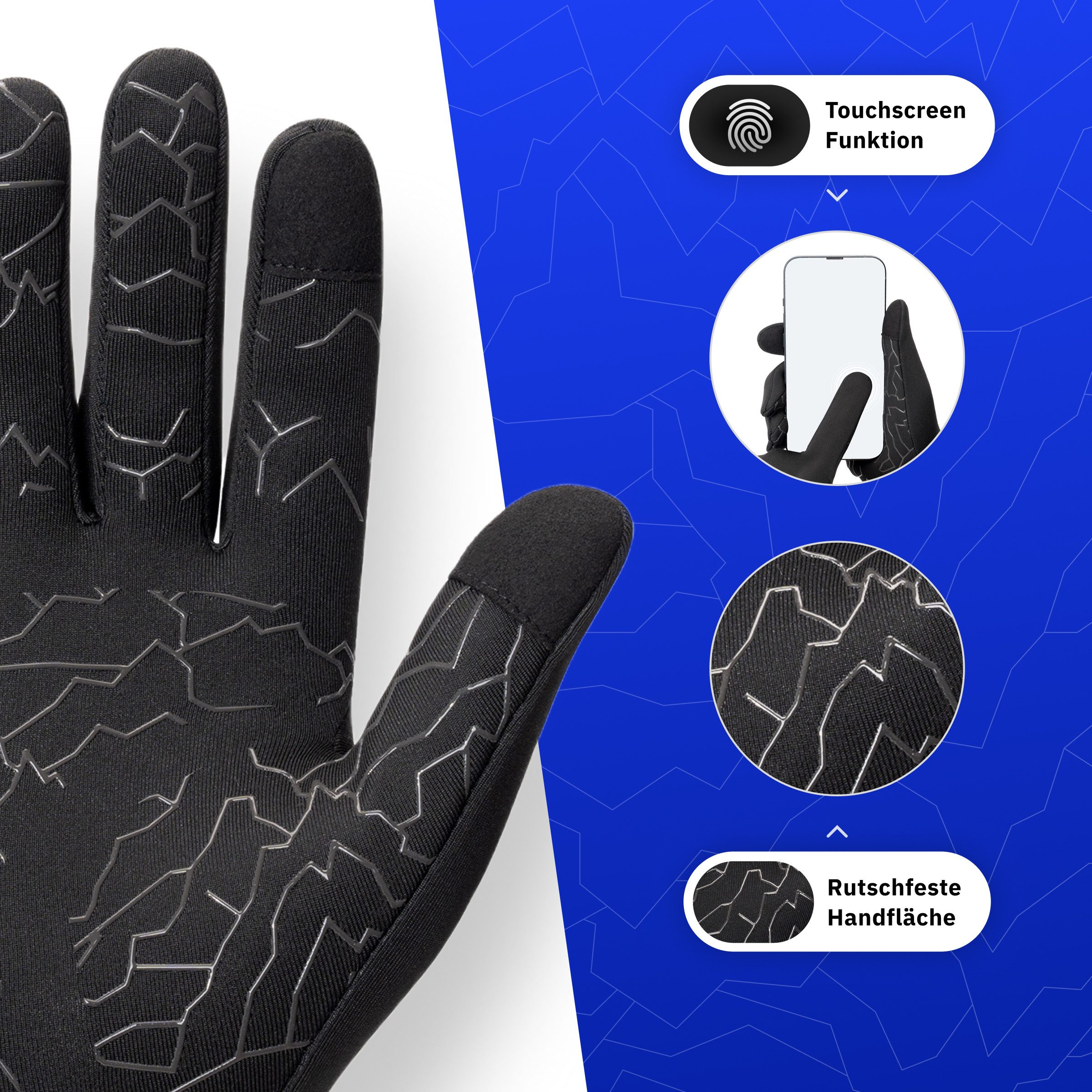 Alpensattel Fahrradhandschuhe Premium Thermo Fahrrad Handschuhe 2.0 (Handschuhset, 1-St., Thermo-Radhandschuhe mit Touchfunktion & Silikongrip) Touchscreenfähig · Winddicht · Silikon-Grip · Warm gefüttert