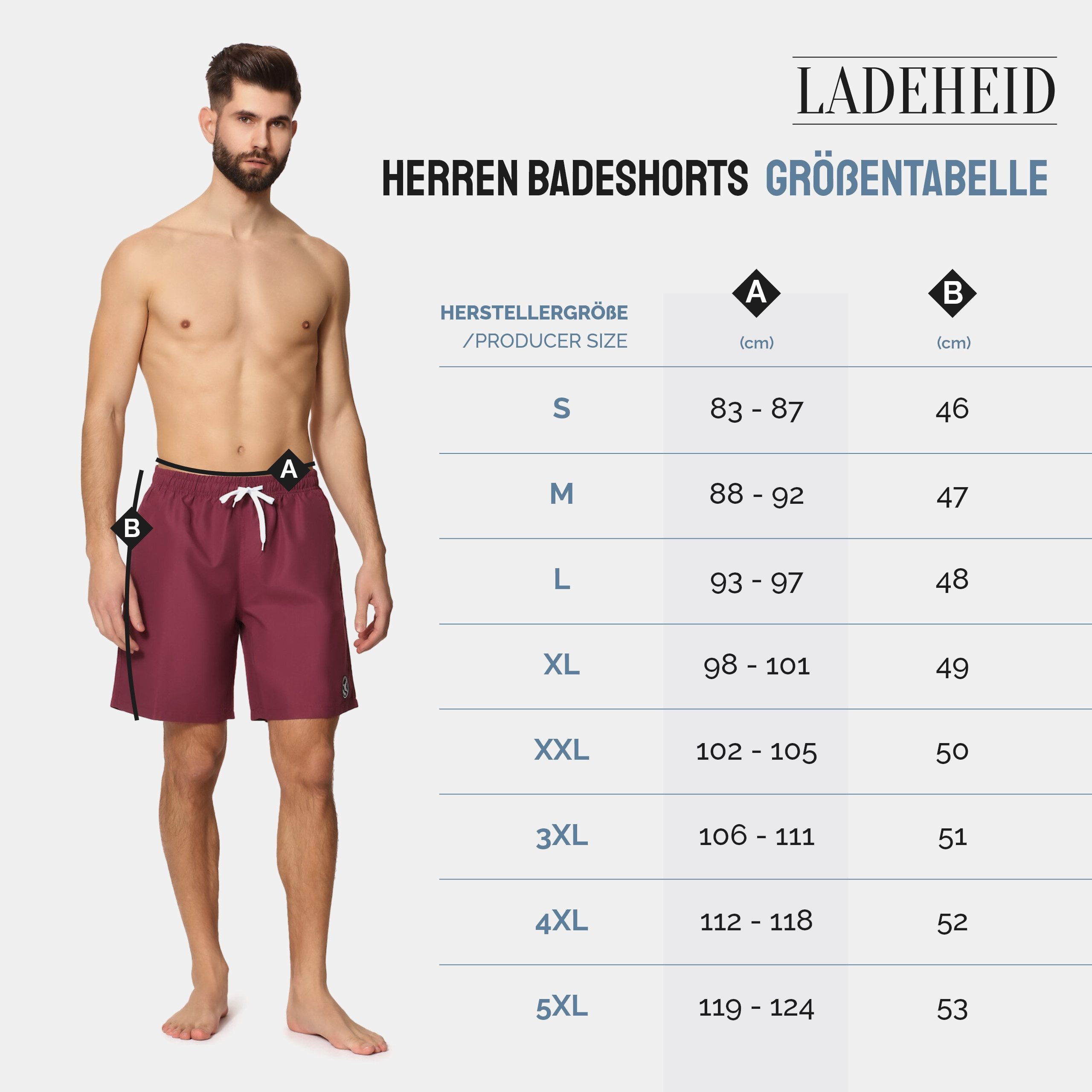 Ladeheid Badeshorts Herren Badehose Boardshorts Beachshorts Schwimmhose LA40-129 – Bild 5 von 5