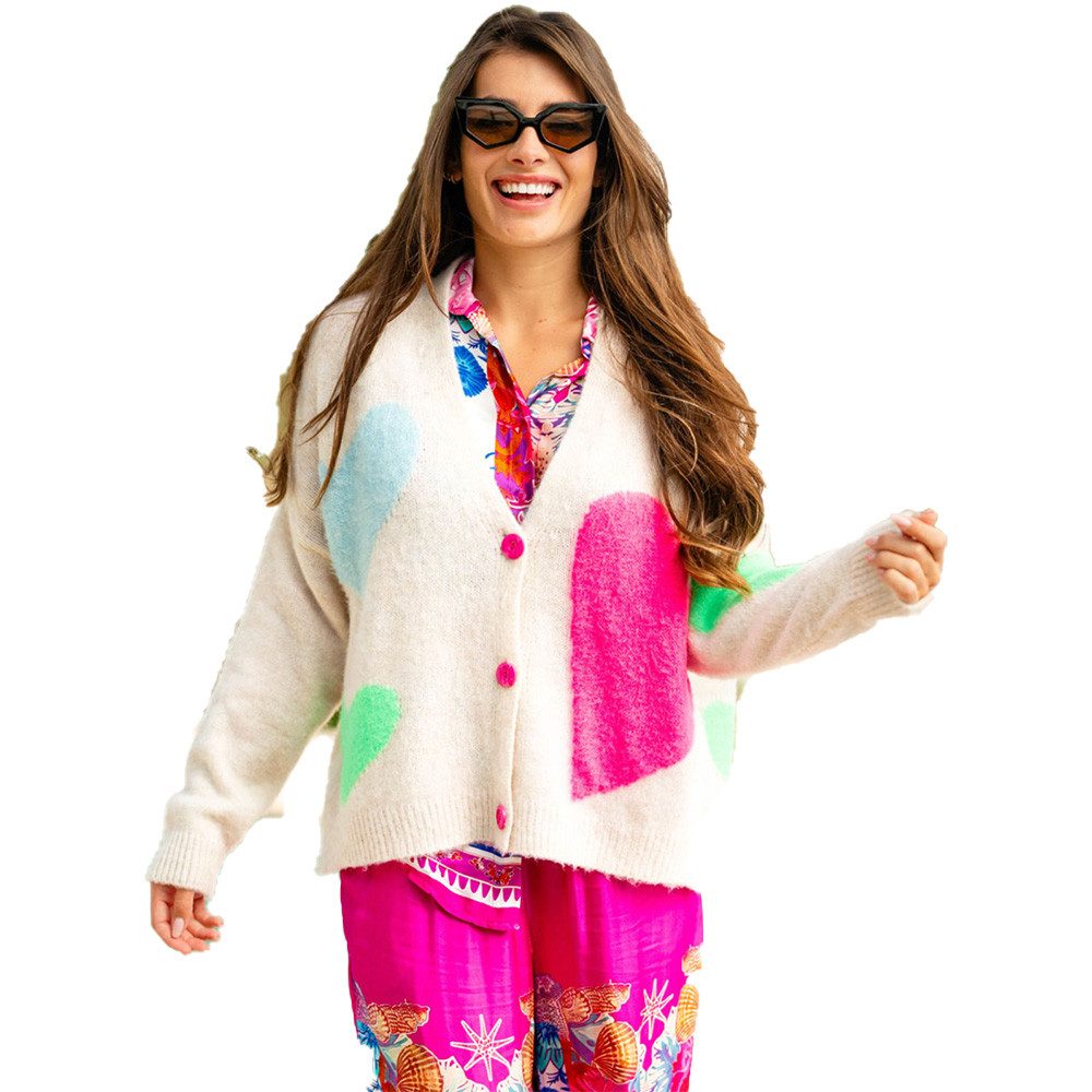 Strickjacke Miss Goodlife MG11429 Strickjacke Hearts, offwhite