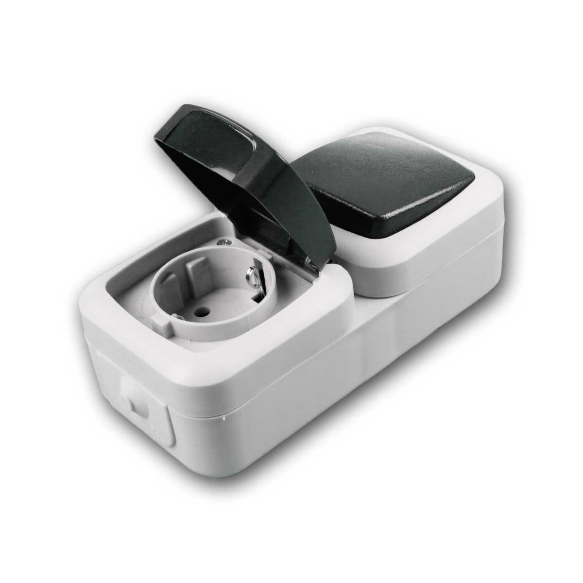 ChiliTec Steckdosenschalter Feuchtraum Kombi Schalter/Steckdose, IP44, 250V, v