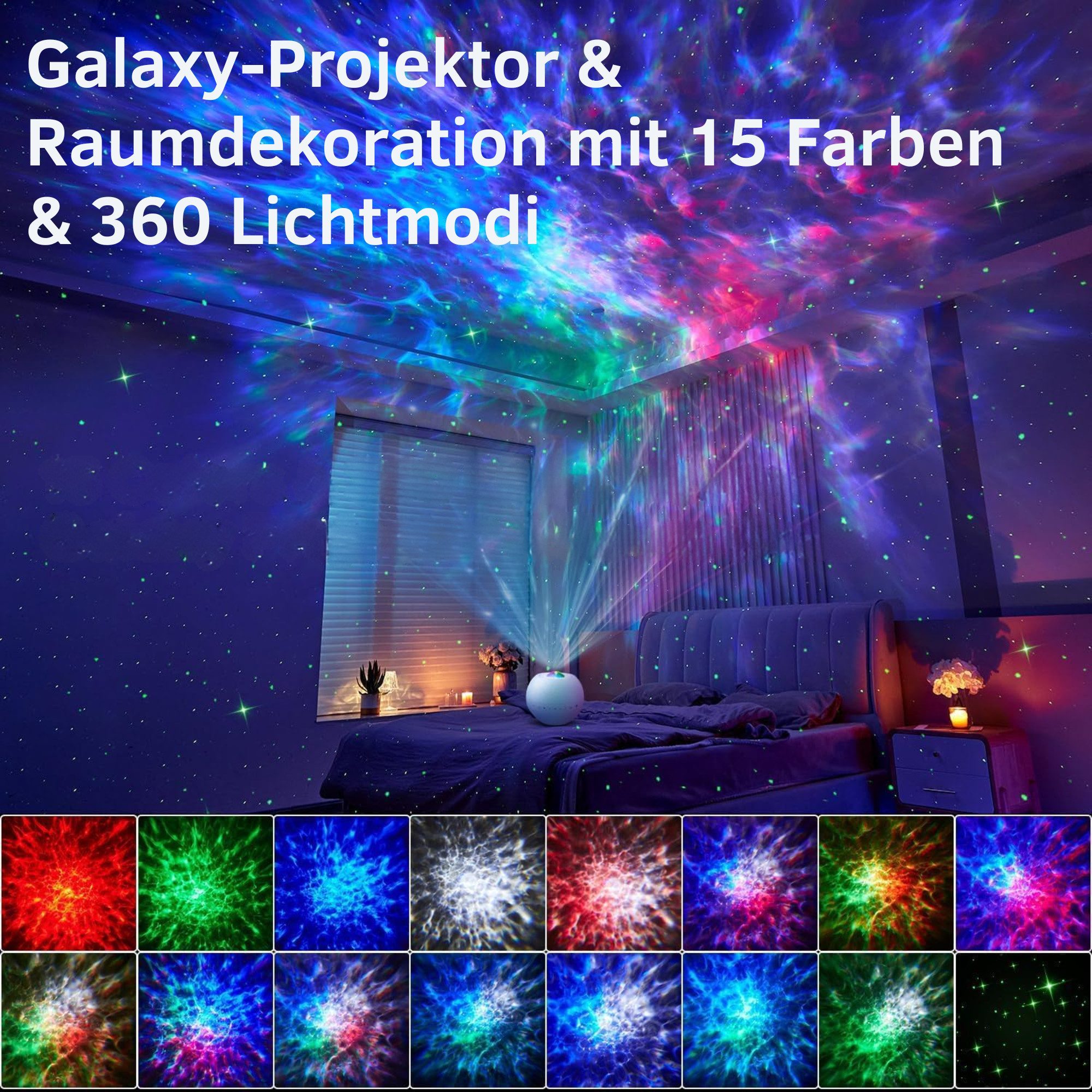 Vivitar LED-Sternenhimmel Projektor mit 15 Farben 15 Schlafliedern Geräuschen, 3 Projektionsmodi, Geschenk für Kinder, Mädchen, Frauen, mit Bluetooth, Fernbedie – Bild 5 von 5