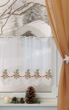 Scheibengardine Weihnachtsrose, Plauener Spitze®, (1 St), transparent, HxB 30x48.9cm