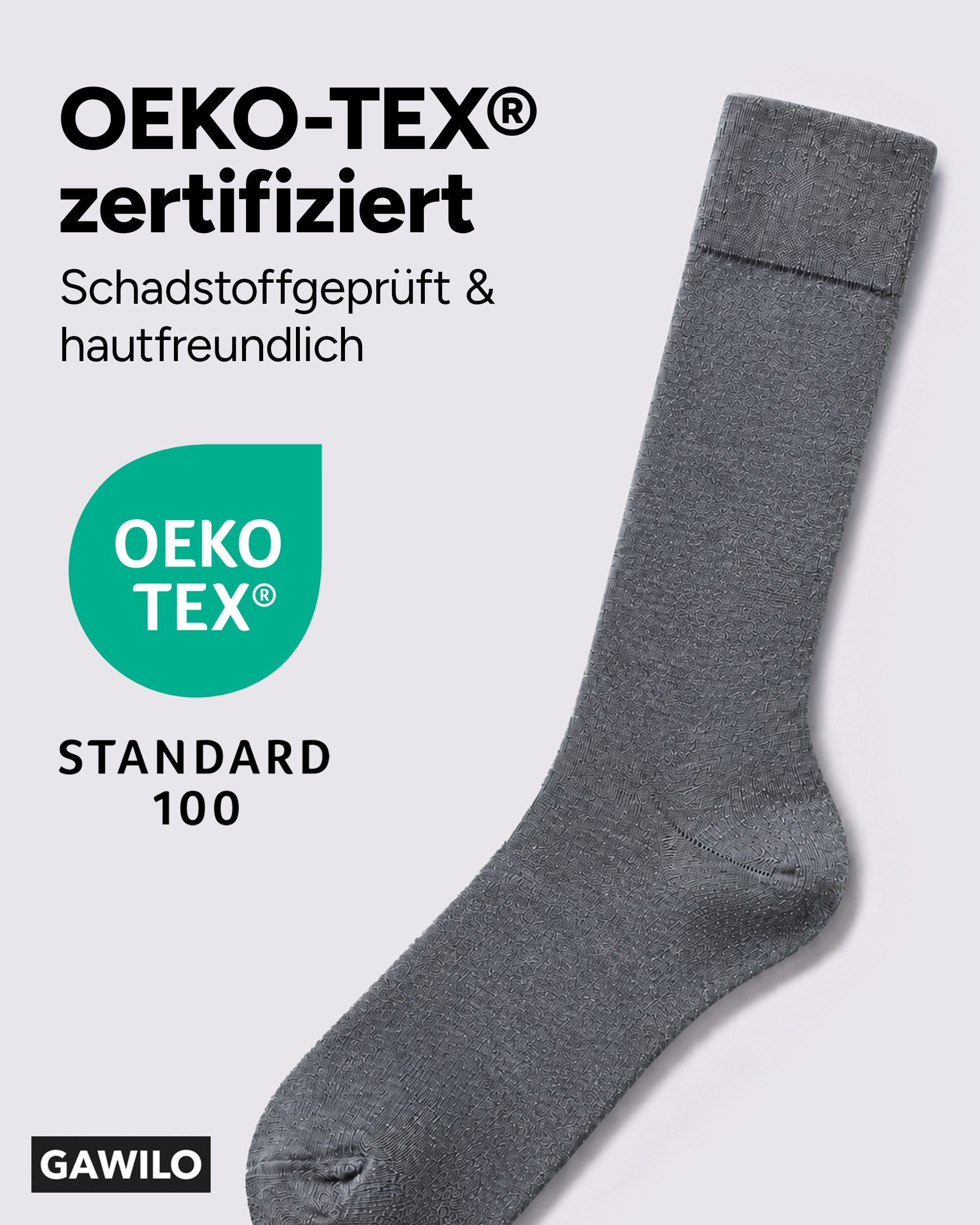 GAWILO Diabetikersocken für Herren, ohne Gummidruck, extra weiter Komfortbund, Business Socke (6 Paar) extra breiter Piquet - Strick am Bund – Bild 5 von 5