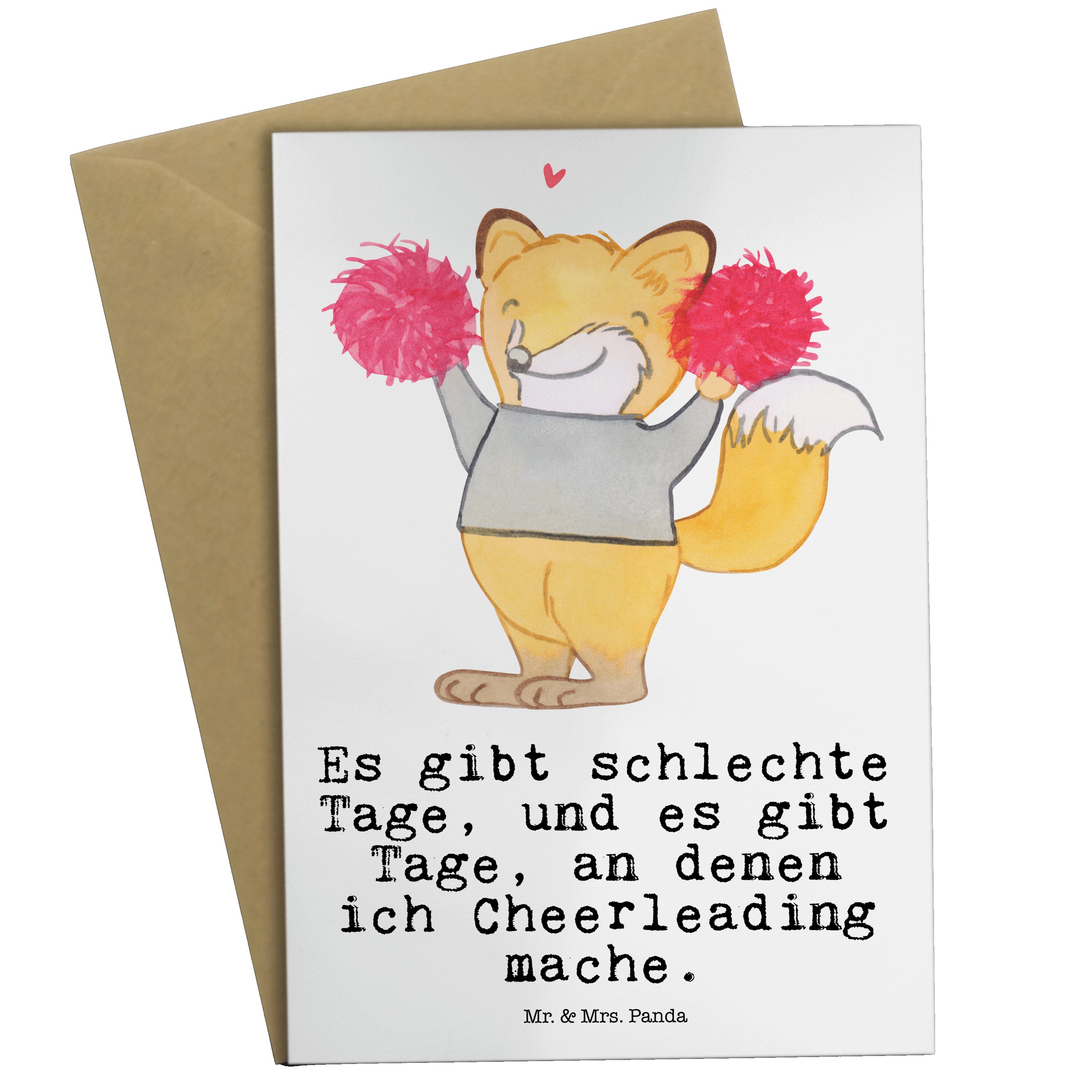 Mr. & Mrs. Panda Grußkarte Fuchs Cheerleader Tage - Weiß - Geschenk, Hochzeitskarte, Schenken, K