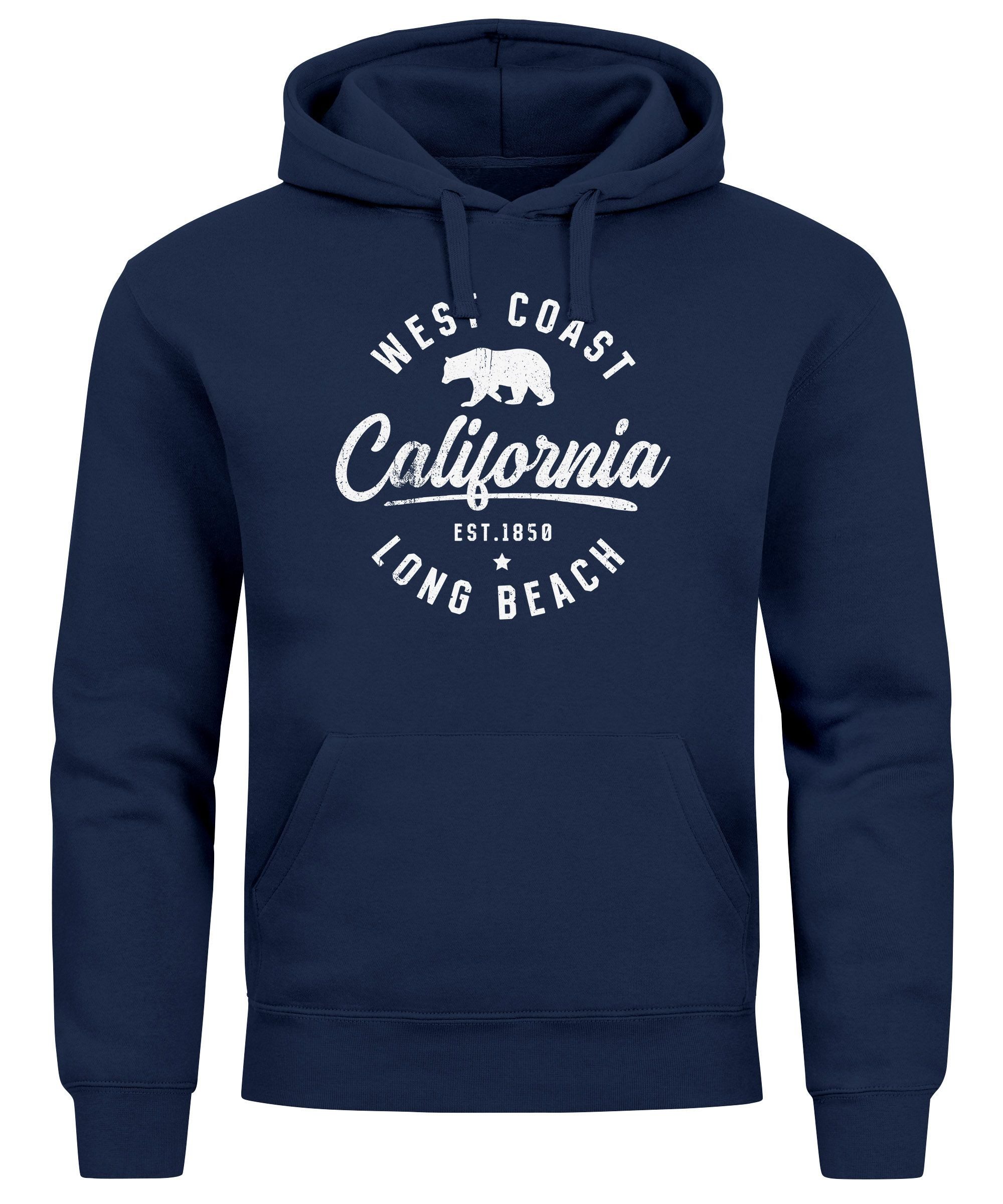 Hoodie Hoodie Herren Print California Aufdruck Bär Long Beach