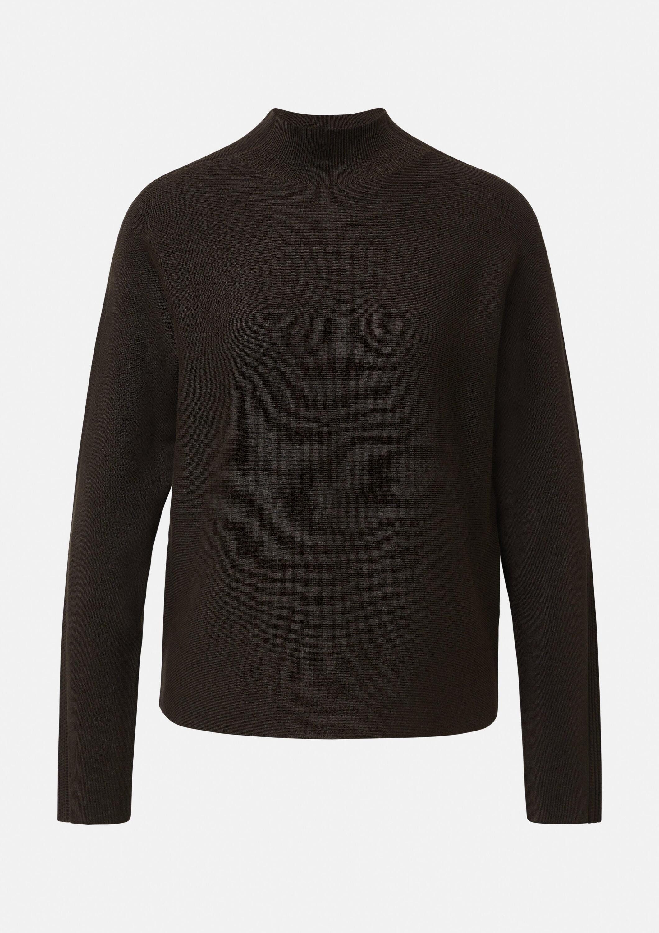 comma Longpullover Strickpullover Viskosestretch-Pullover mit Rippdetails