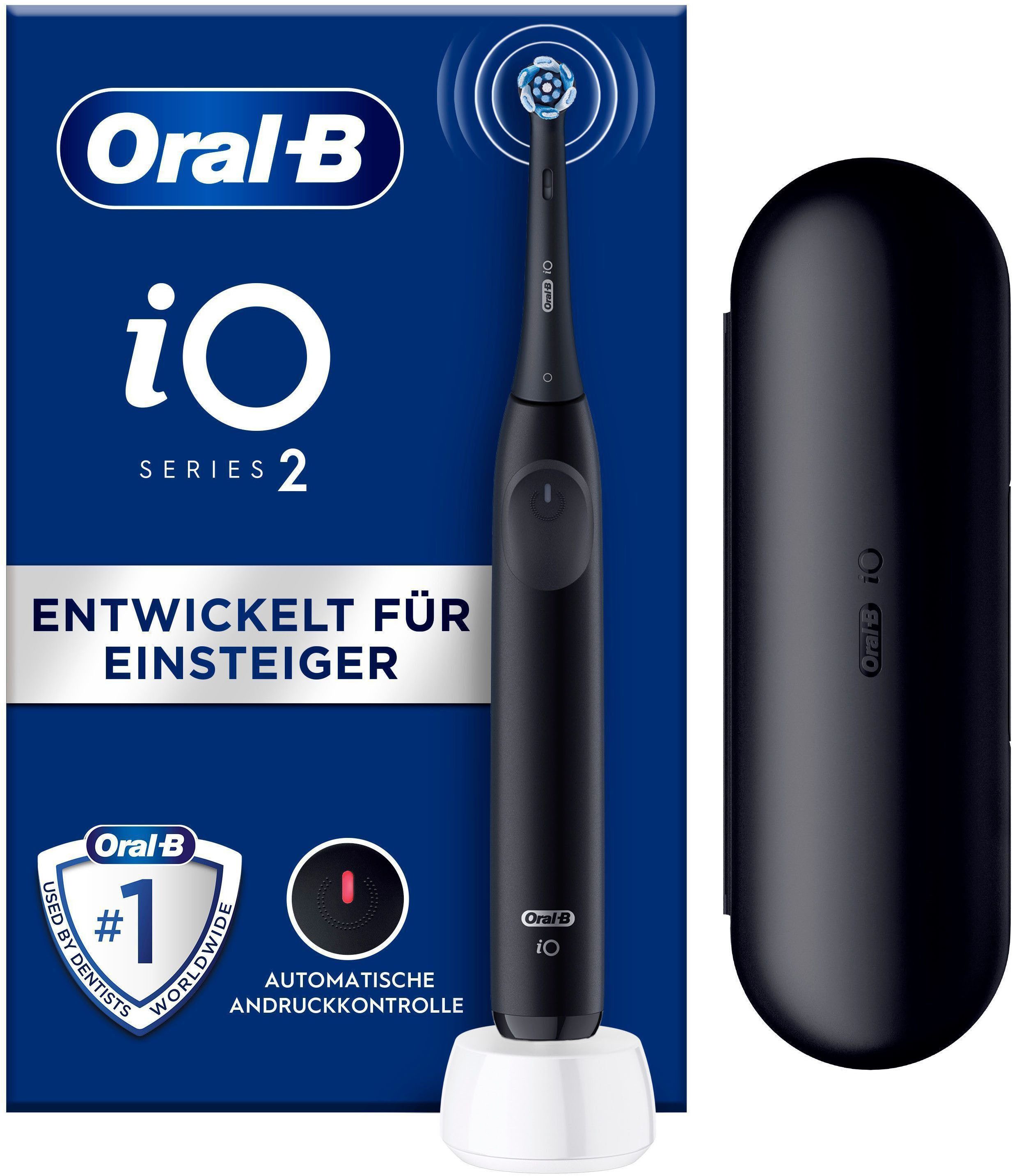 Oral-B Elektrische Zahnbürste iO Series 2, Aufsteckbürsten: 1 St., für die ultimative Reinigung, Reise-Etui