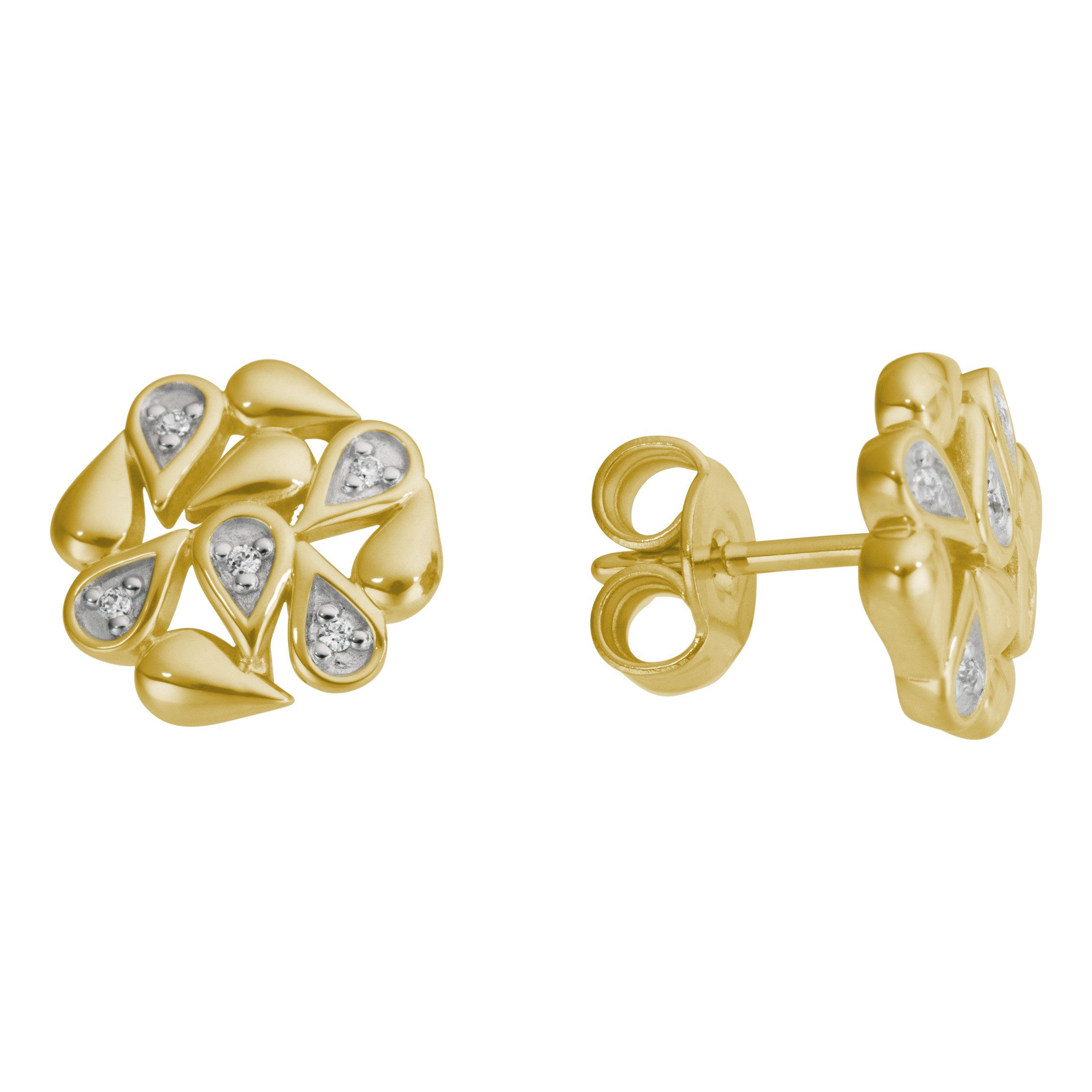 Firetti Paar Ohrstecker Schmuck Geschenk Gold 375 Ohrschmuck Ohrringe Tropfen, mit Brillanten
