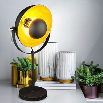 etc-shop Schreibtischlampe, Leuchtmittel inklusive, Warmweiß, Schreib Tisch Lampe Wohn Zimmer Schein Werfer Leuchte Gold