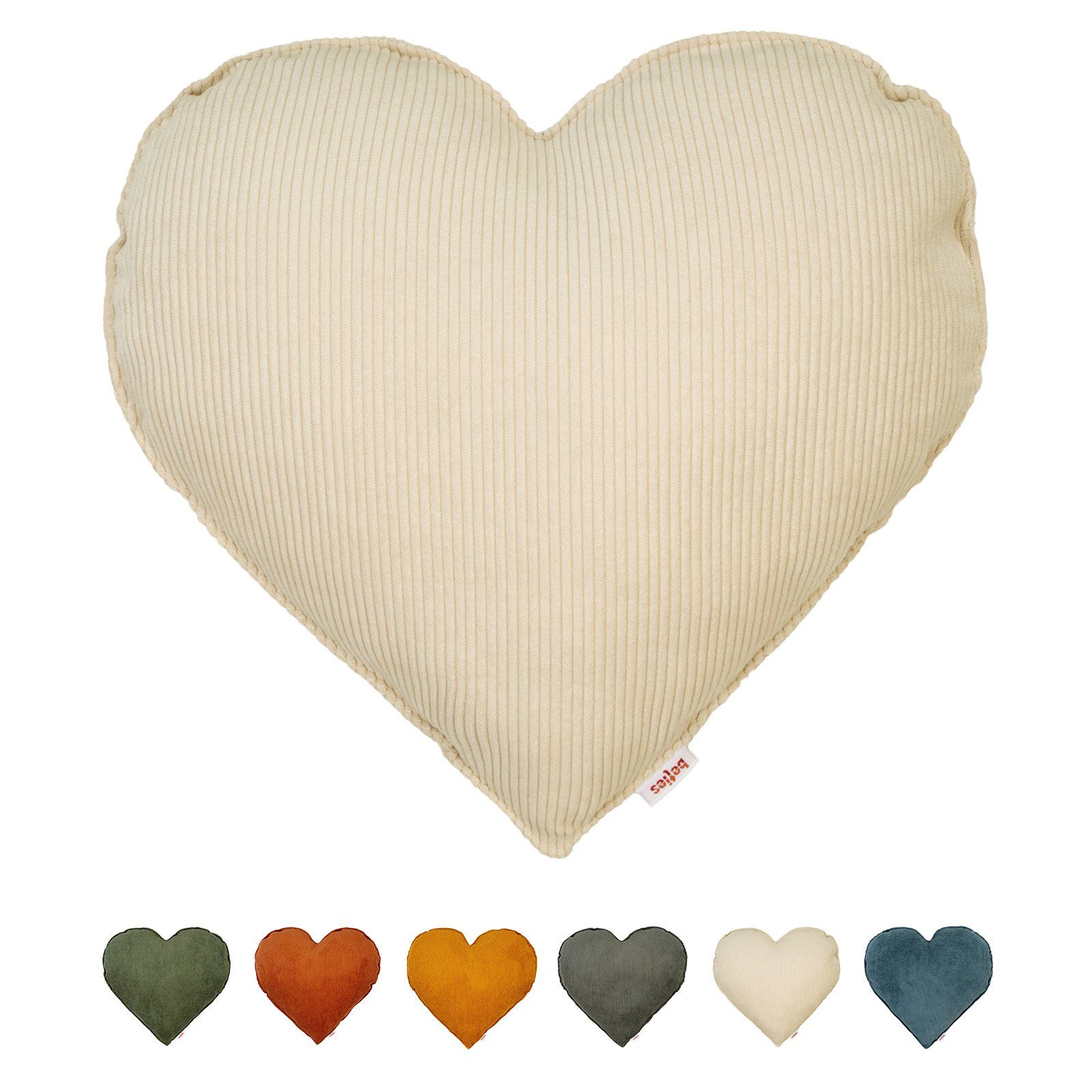 beties Декоративные подушки HYggelig No.1, Cord Herz-Kissen gefüllt im skandinavischen Hygge Style