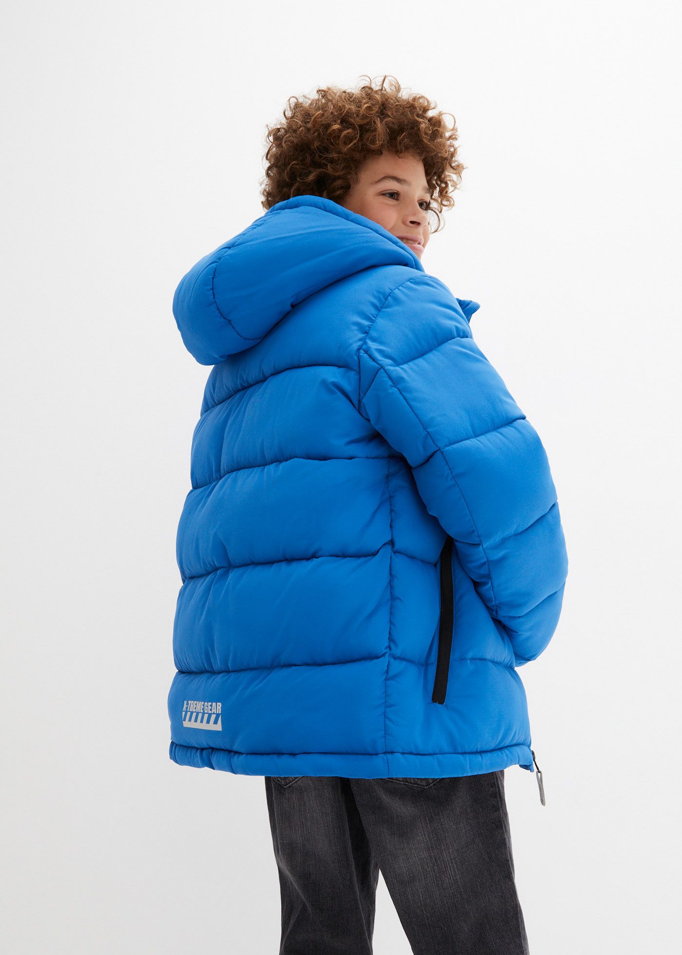 bonprix Steppjacke mit Kapuze und Fleece, normale Passform, mit reflektierenden Details