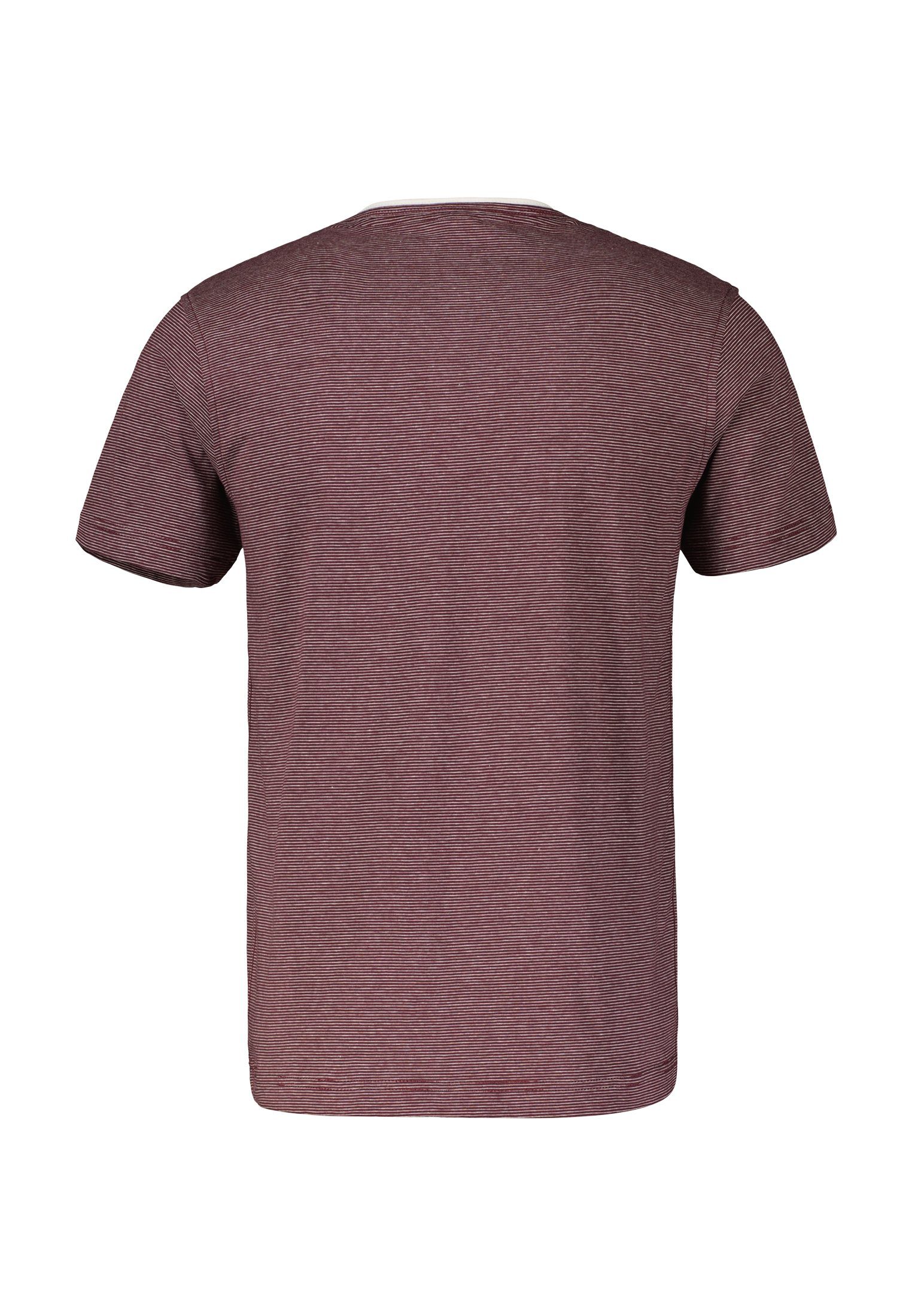 T-Shirt Serafino Finelinerstreifen, SUMMER mit LERROS WINE washed LERROS