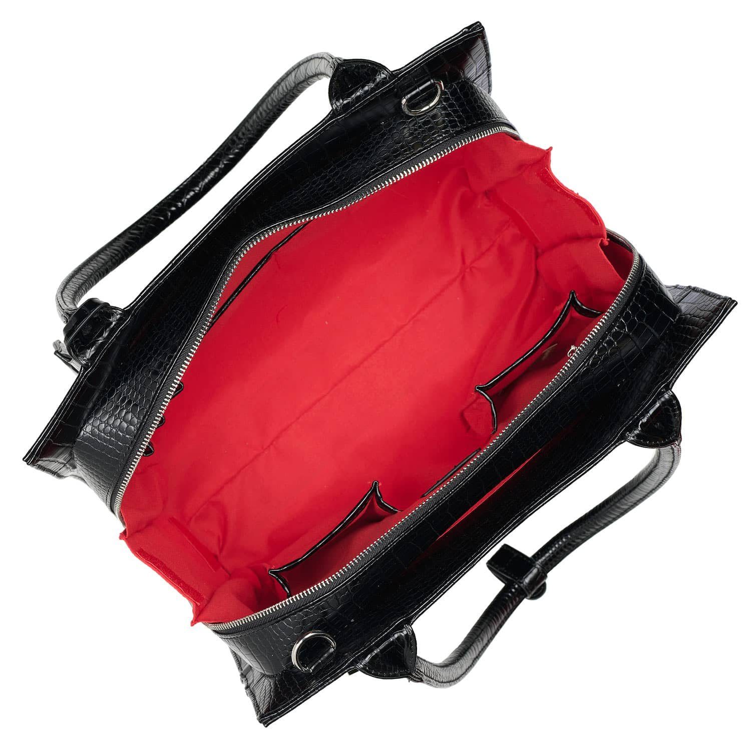 SOCHA Laptoptasche Midi Croco Black Zoll, - Aktentasche elegante mit Vollausstattung Schultergurt Krokotasche - 14 für Damen