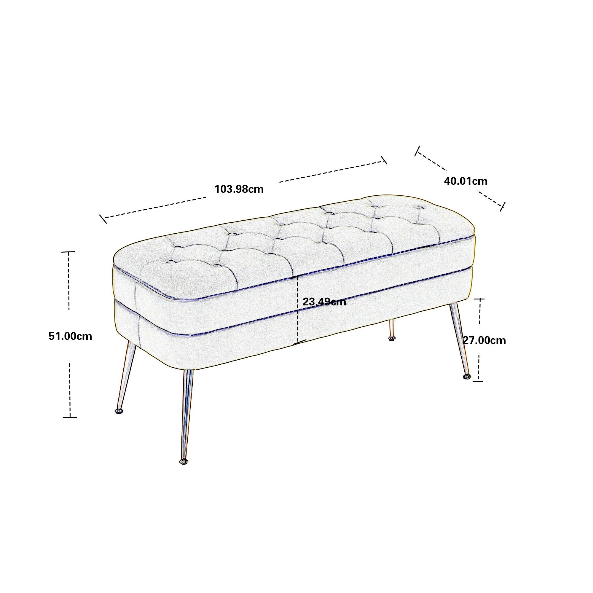 gepolsterter Sitzbank Polsterbank für OKWISH Sicherheitsgelenk Eingangsbereich, den Aufbewahrungshocker, Fußhocker Schlafzimmer-Endbank), mit Stauraumhocker (gepolsterter Sitzhocker grau Stoffaufbewahrungshocker